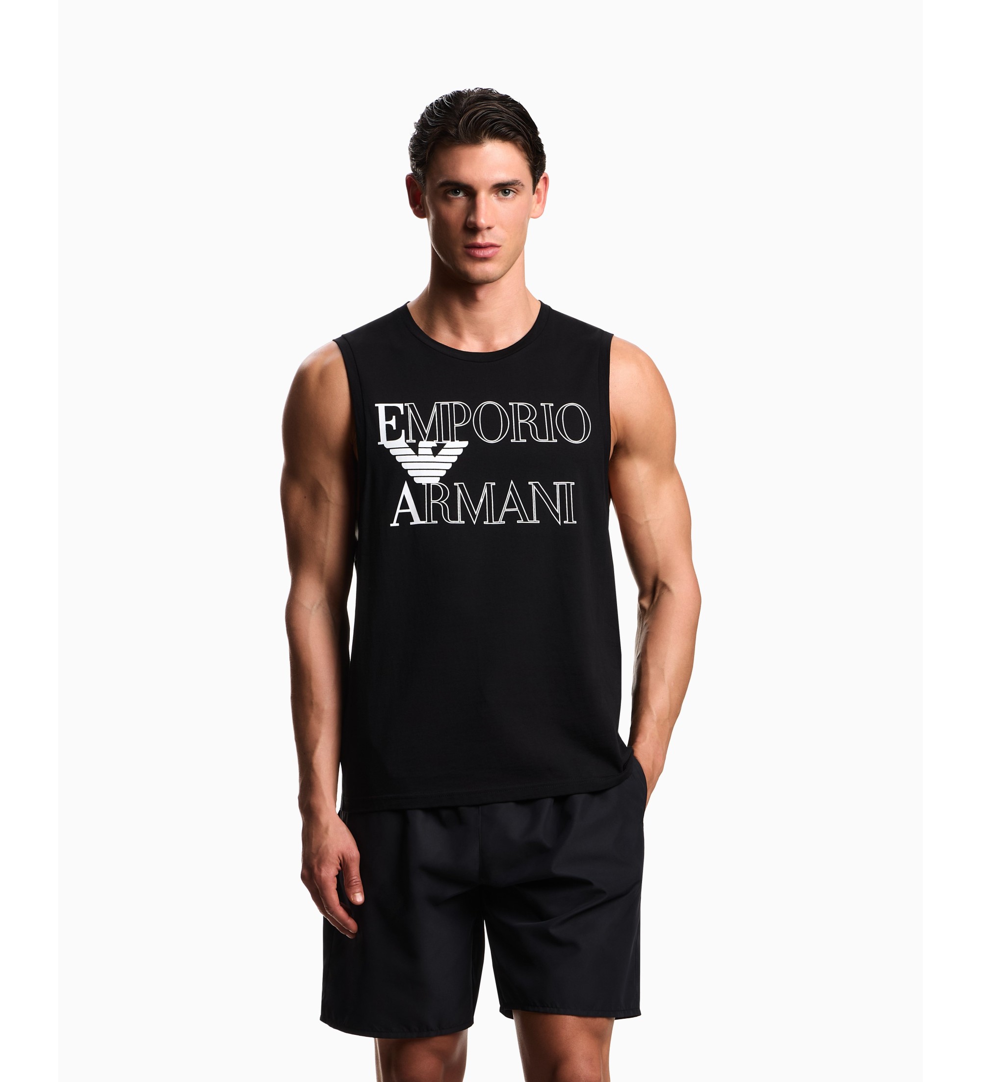 Emporio Armani für Herren. EM000572_AF20434 Ärmelloses T-shirt schwarz (M), Lässig, Baumwolle, Kurzarm