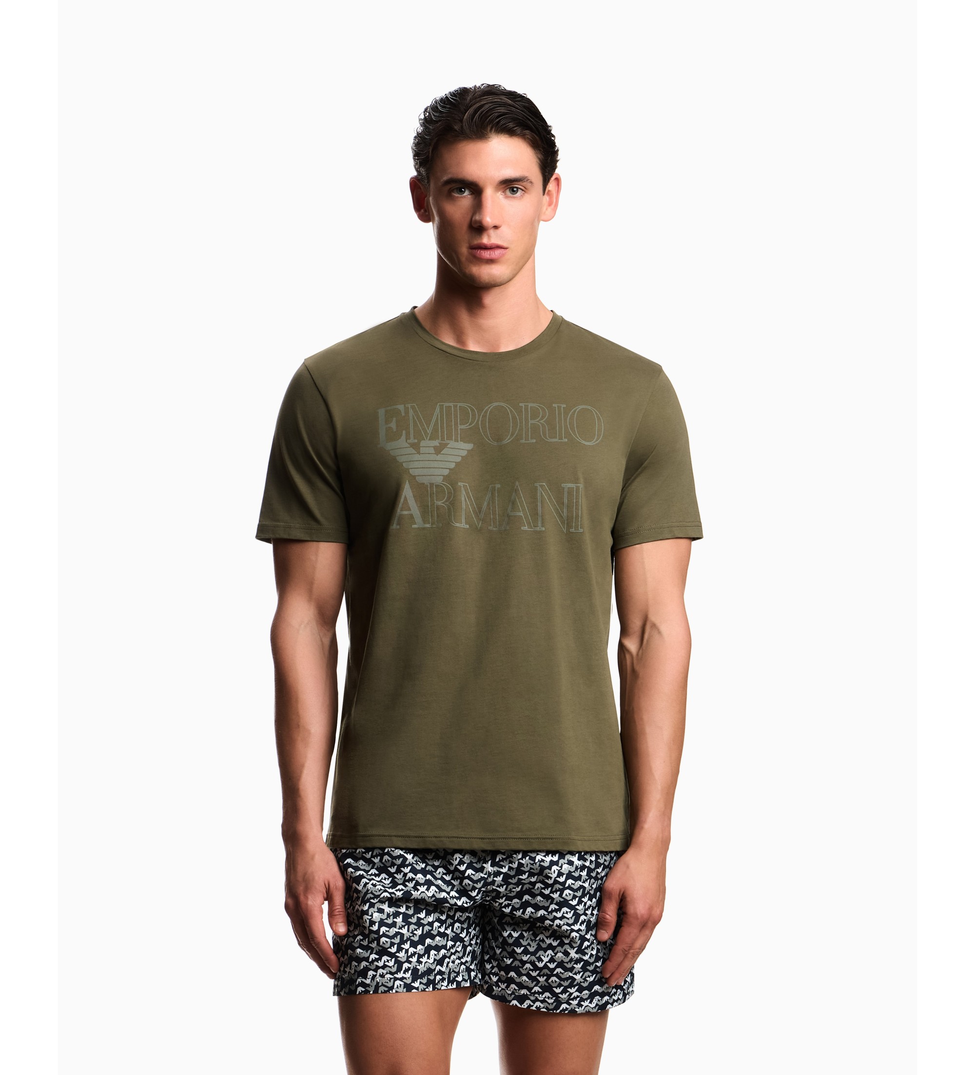 Emporio Armani für Herren. EM000574_AF20434 Grünes Baumwoll-T-Shirt (M), Lässig, Baumwolle, Kurzarm