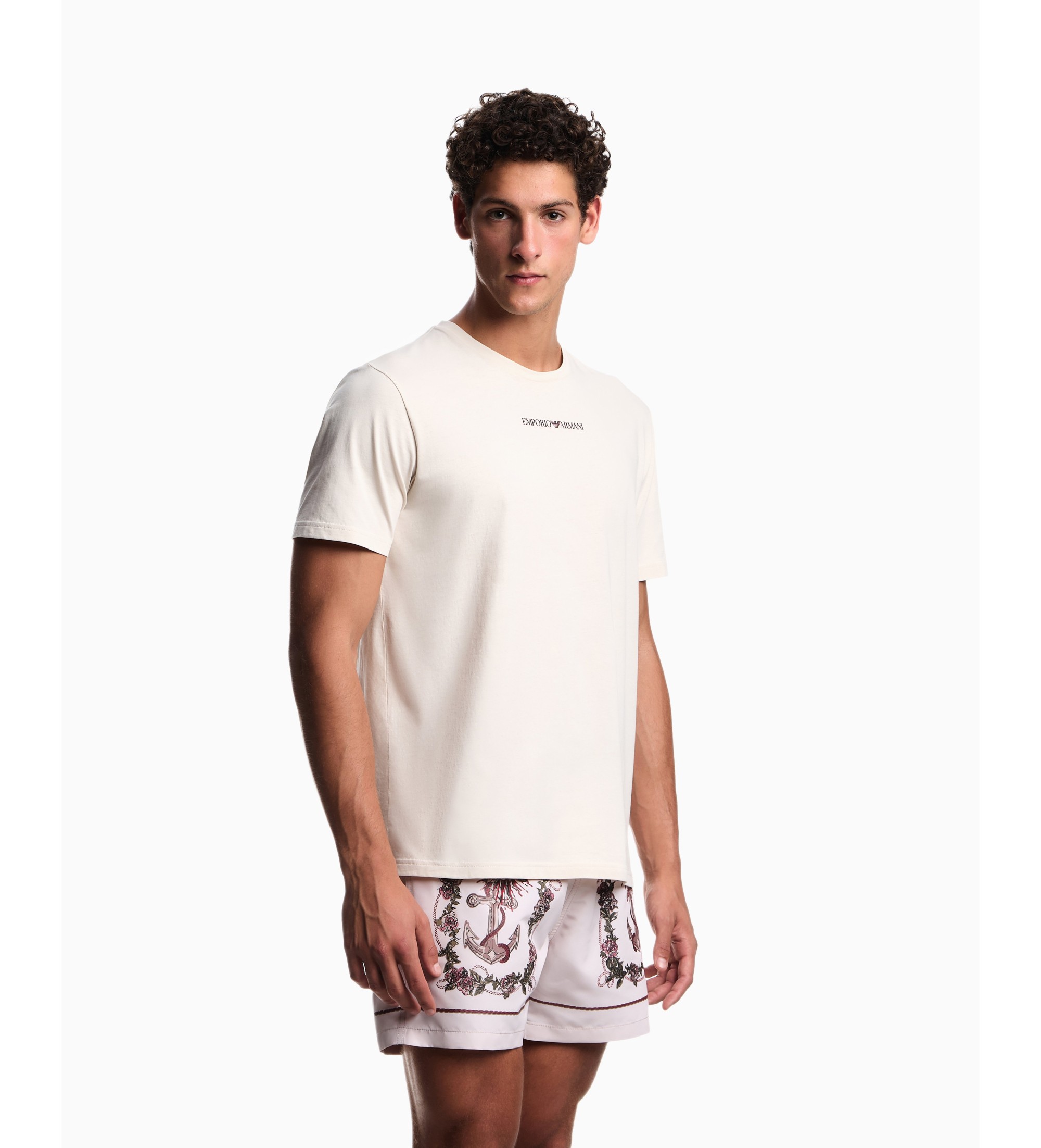 Emporio Armani für Herren. EM000574_AF20435 Beigefarbenes T-shirt (S), Lässig, Baumwolle, Kurzarm