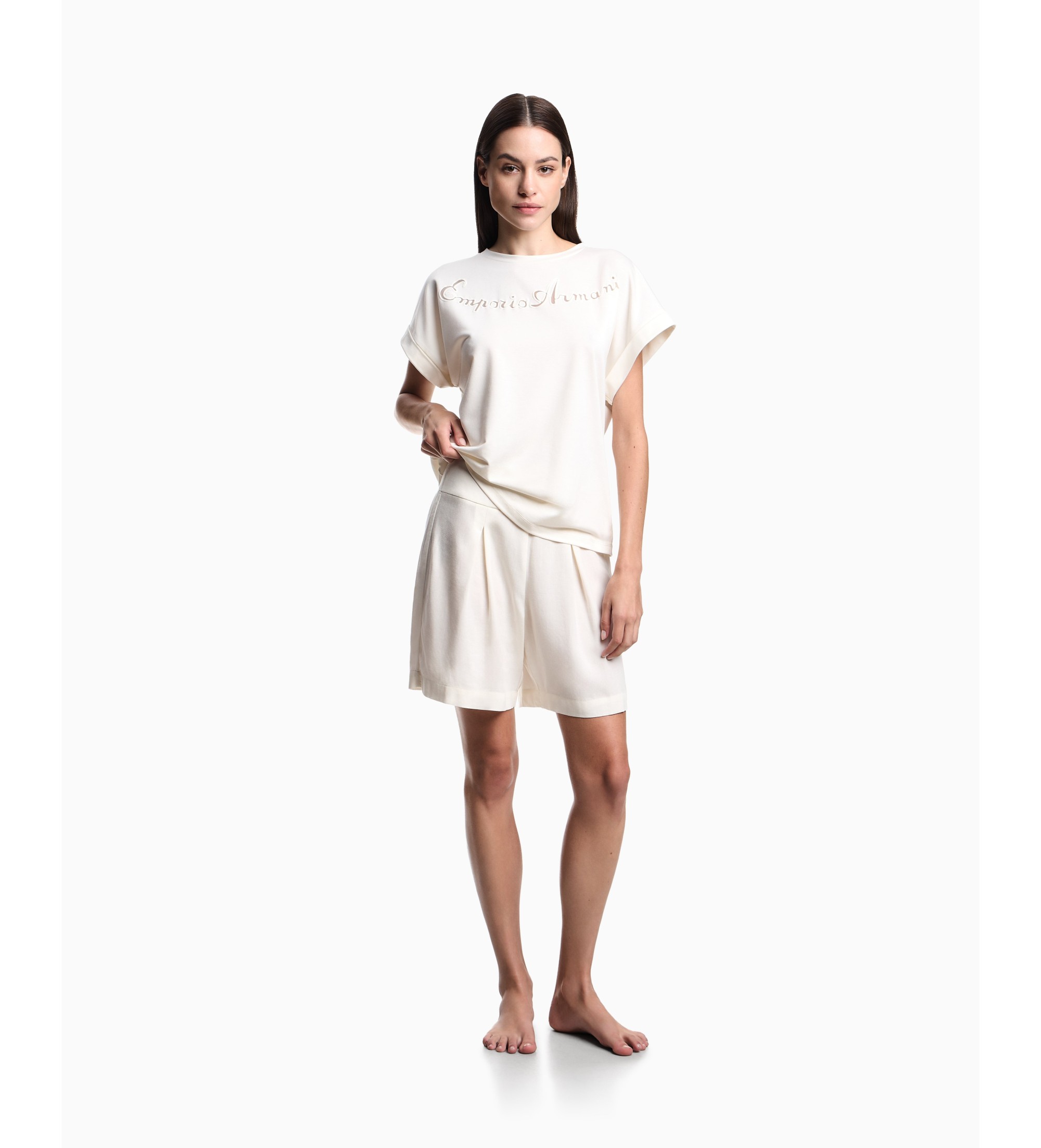 Emporio Armani für Damen. EW000616_AF20243 Devor T-shirt weiß (S), Lässig, Viskose, Kurzarm