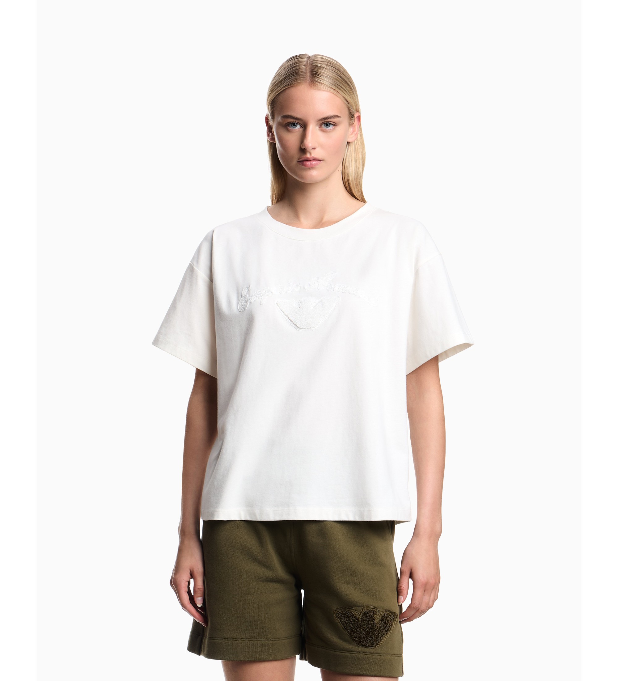 Emporio Armani für Damen. EW004077_AF20244 T-shirt Line weiß (S), Lässig, Baumwolle, Kurzarm