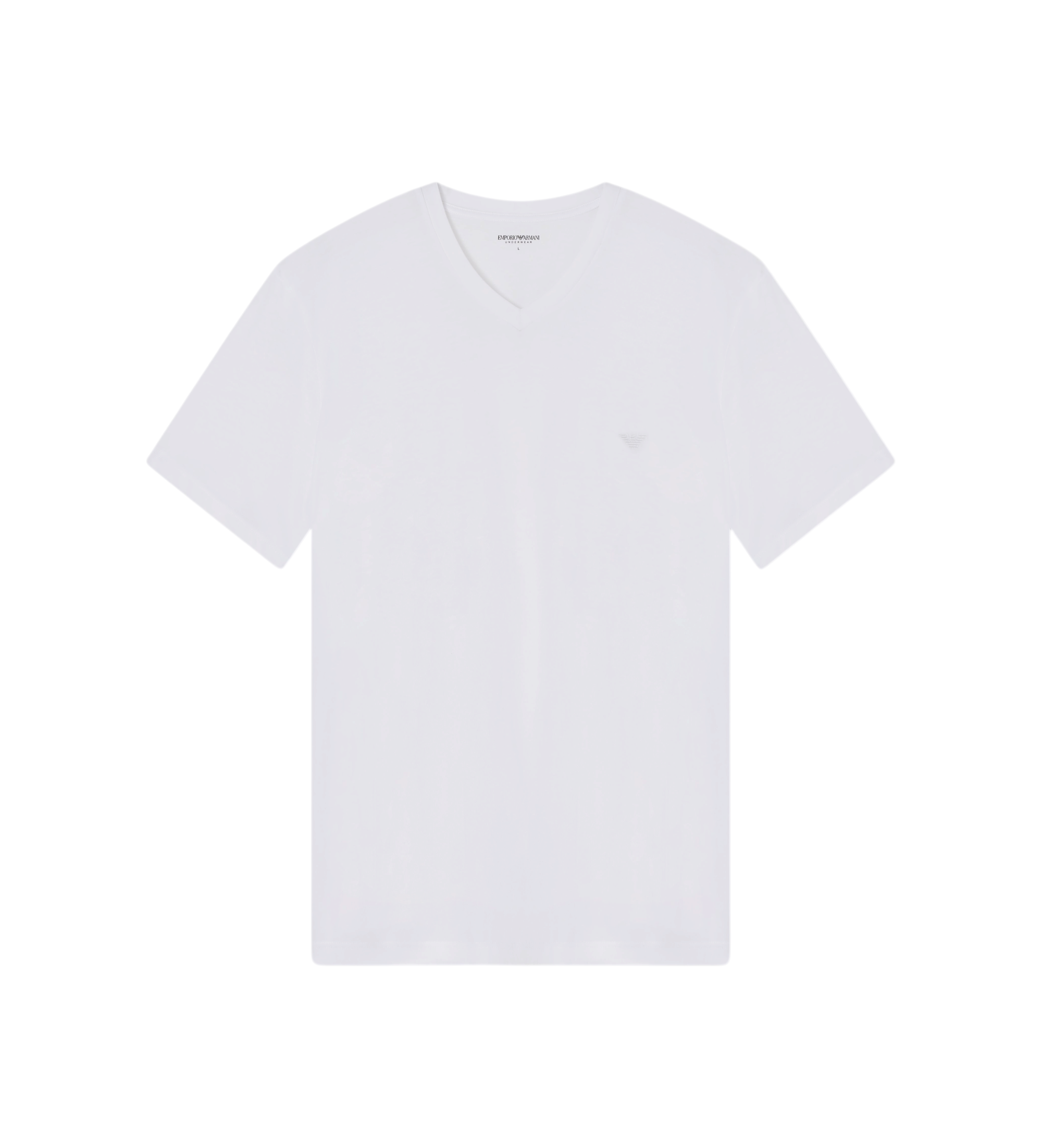 Emporio Armani für Herren. EM000378_AF20672 T-Shirt V-Ausschnitt weiß (L), Lässig, Baumwolle, Kurzarm