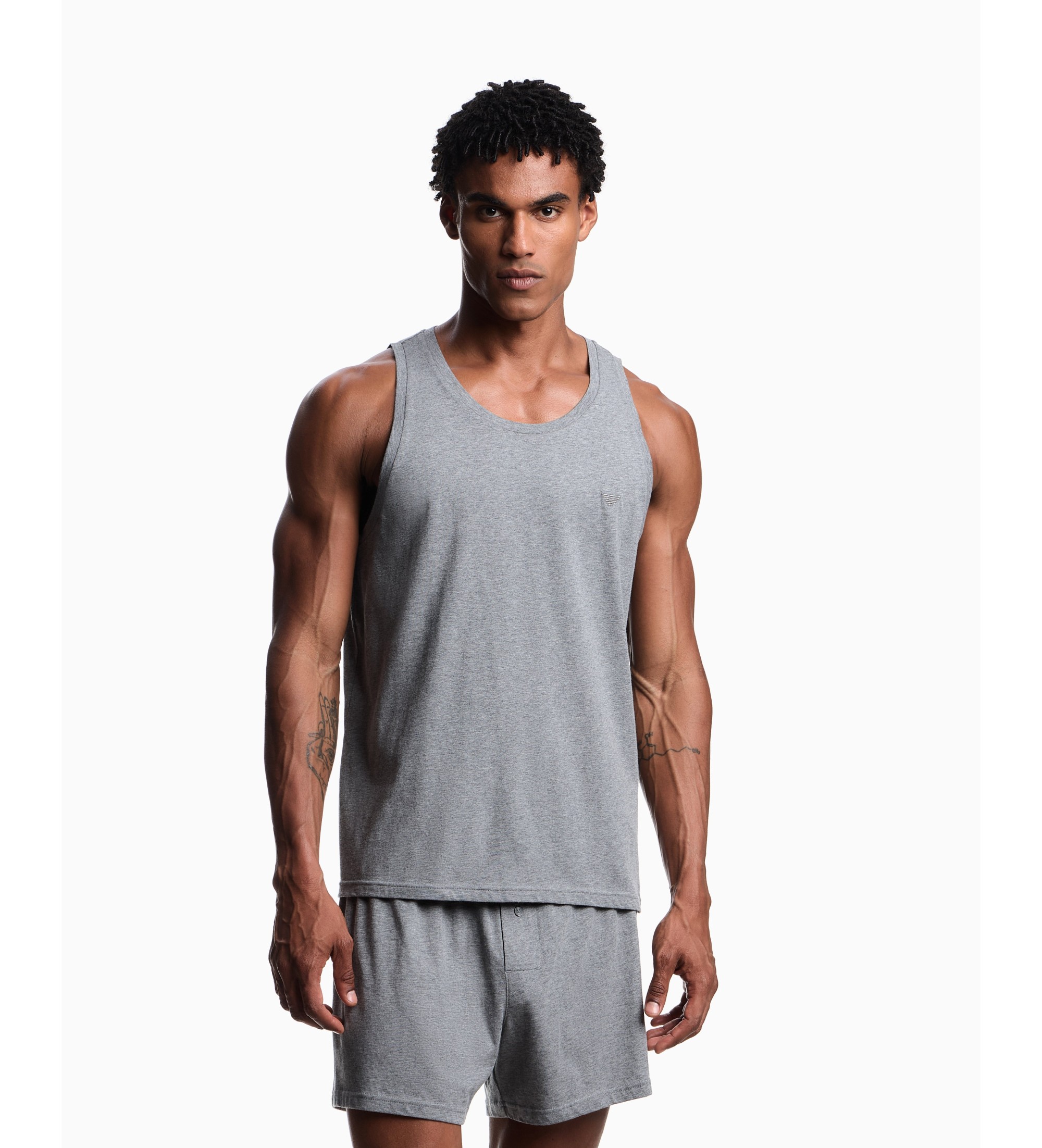 Emporio Armani für Herren. EM003789_AF20672 Pima-Gewebe-T-Shirt grau (S), Lässig, Baumwolle, Ärmellos / Hosenträger