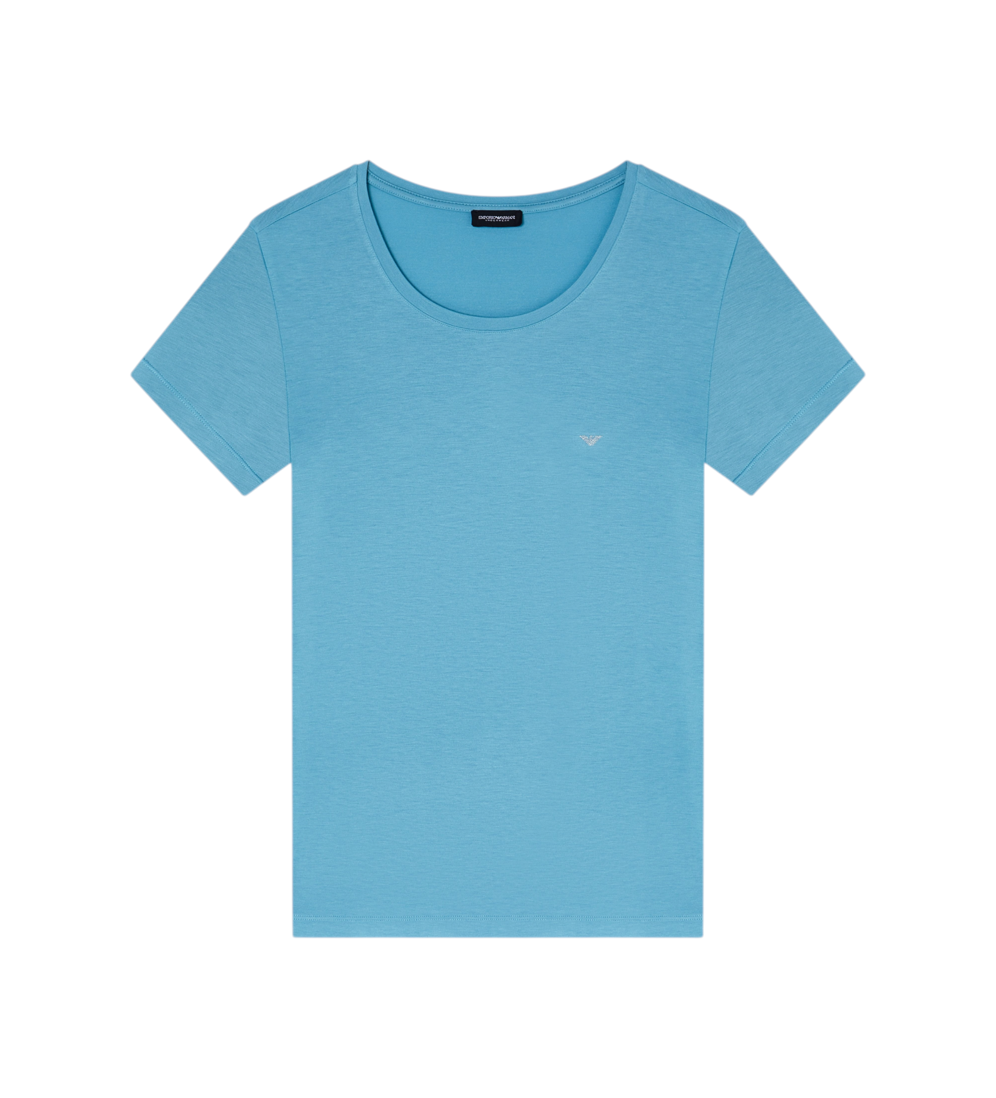 Emporio Armani für Damen. EW000408_AF19024 Unverzichtbares T-shirt blau (L), Heimtextilien, Viskose, Kurzarm, Türkis
