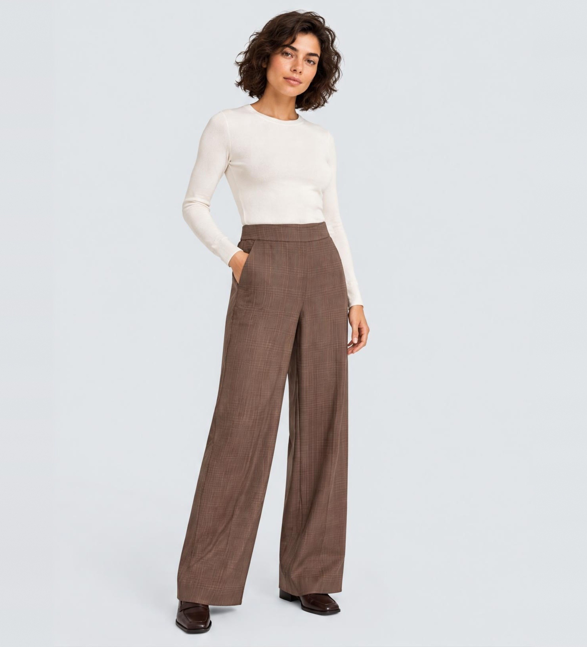 Essentiel Antwerpvoor vrouwen. KELLINE2 Kelline2 wijde broek bruin (40), Casual, Gerecycled polyester