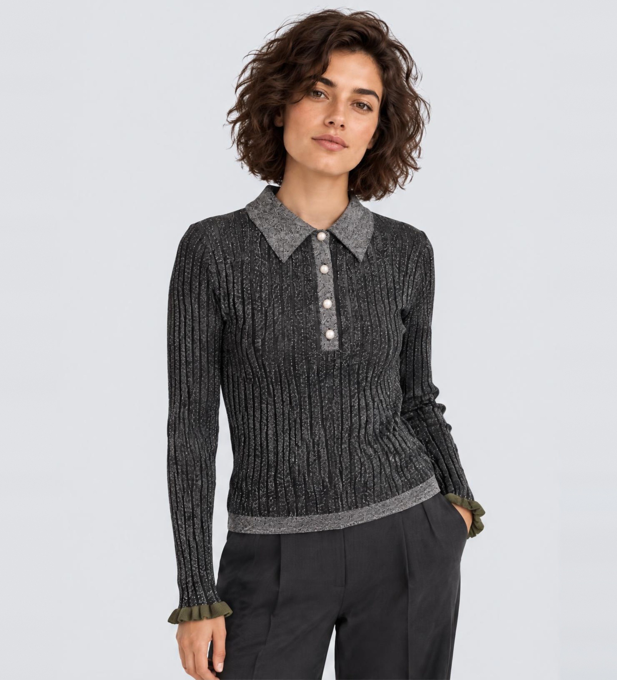 Essentiel Antwerpvoor vrouwen. KARAN Strakke Karan trui grijs (M), Casual, Viscose, Lange mouwen