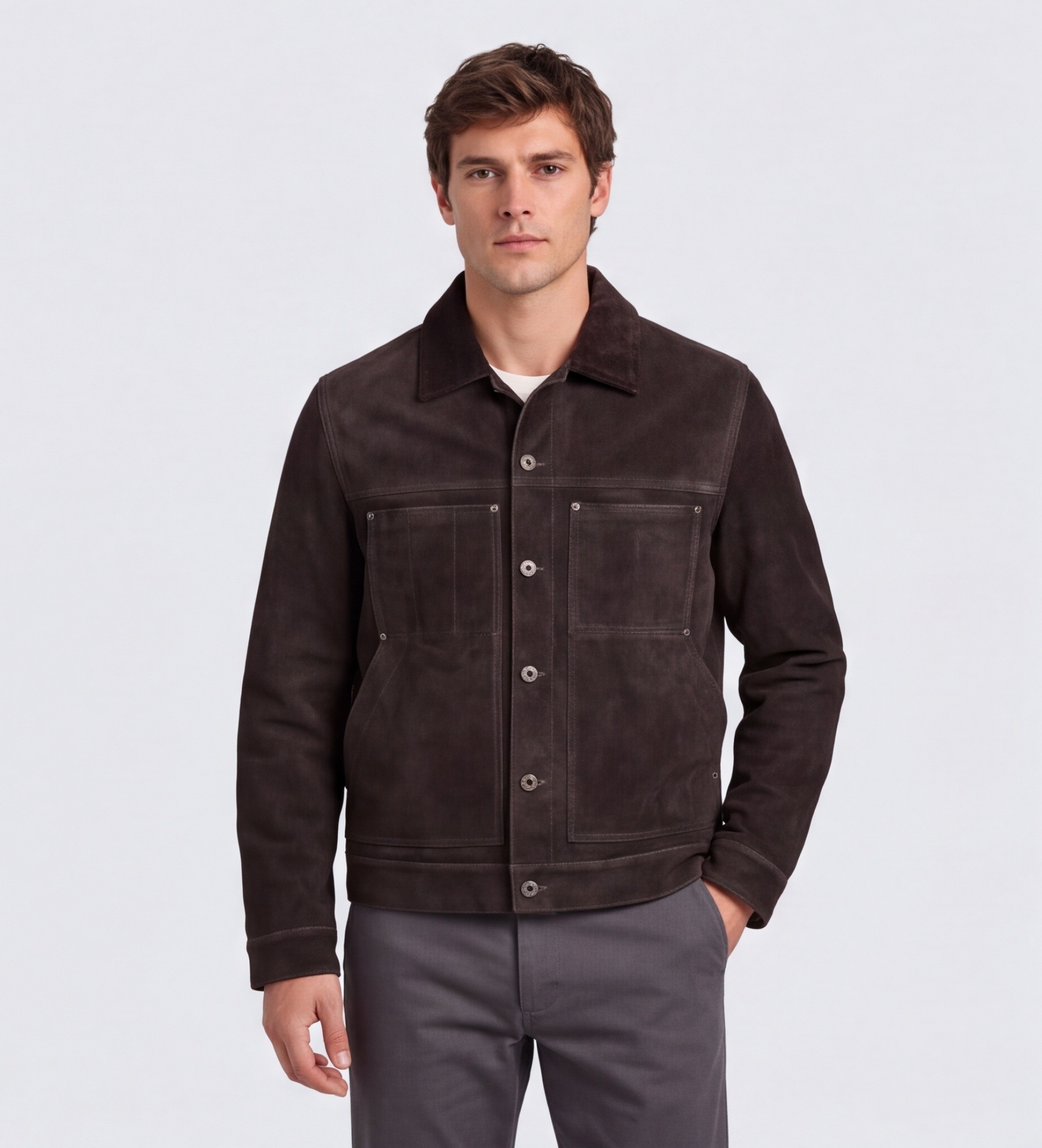 Filsonvoor mannen. FMCPS0210 Bruine gewaxte Cruiser jas (M), Casual, Leer