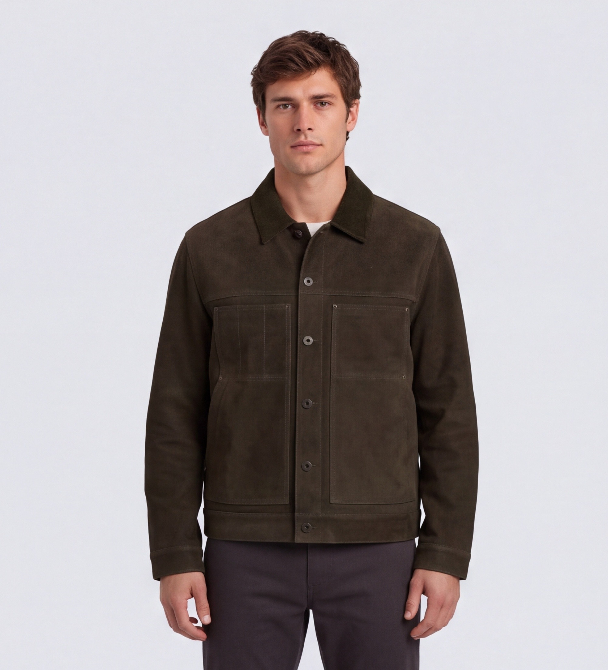 Filsonvoor mannen. FMCPS0210 Groen gewaxte Cruiser-jas (S), Casual, Leer