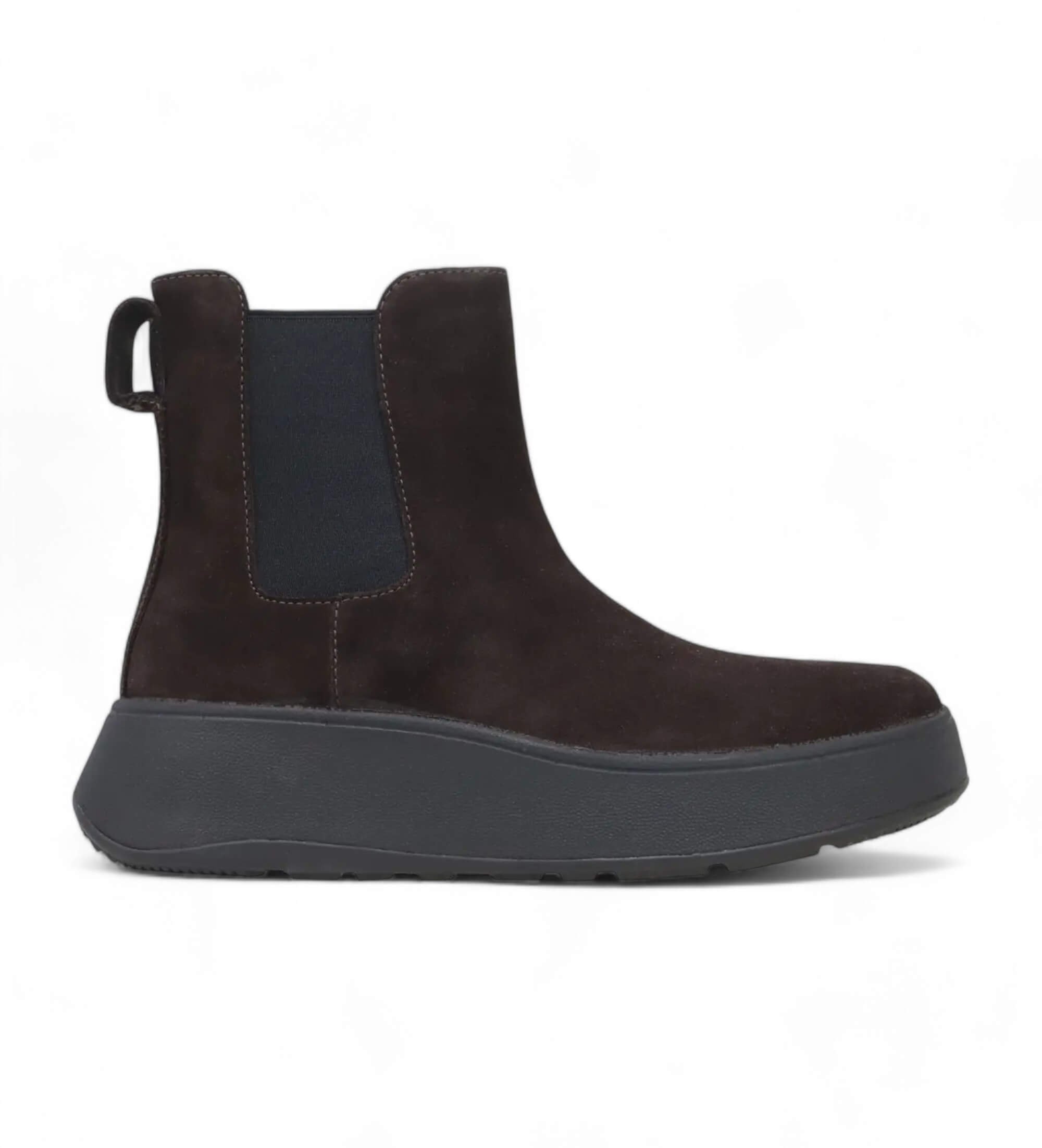 Fitflop für Damen. FK3-167 Dunkelbraune F-Mode Lederstiefeletten (38), Wohnung, 1 bis 3 cm, Keine, Lässig, Wildleder