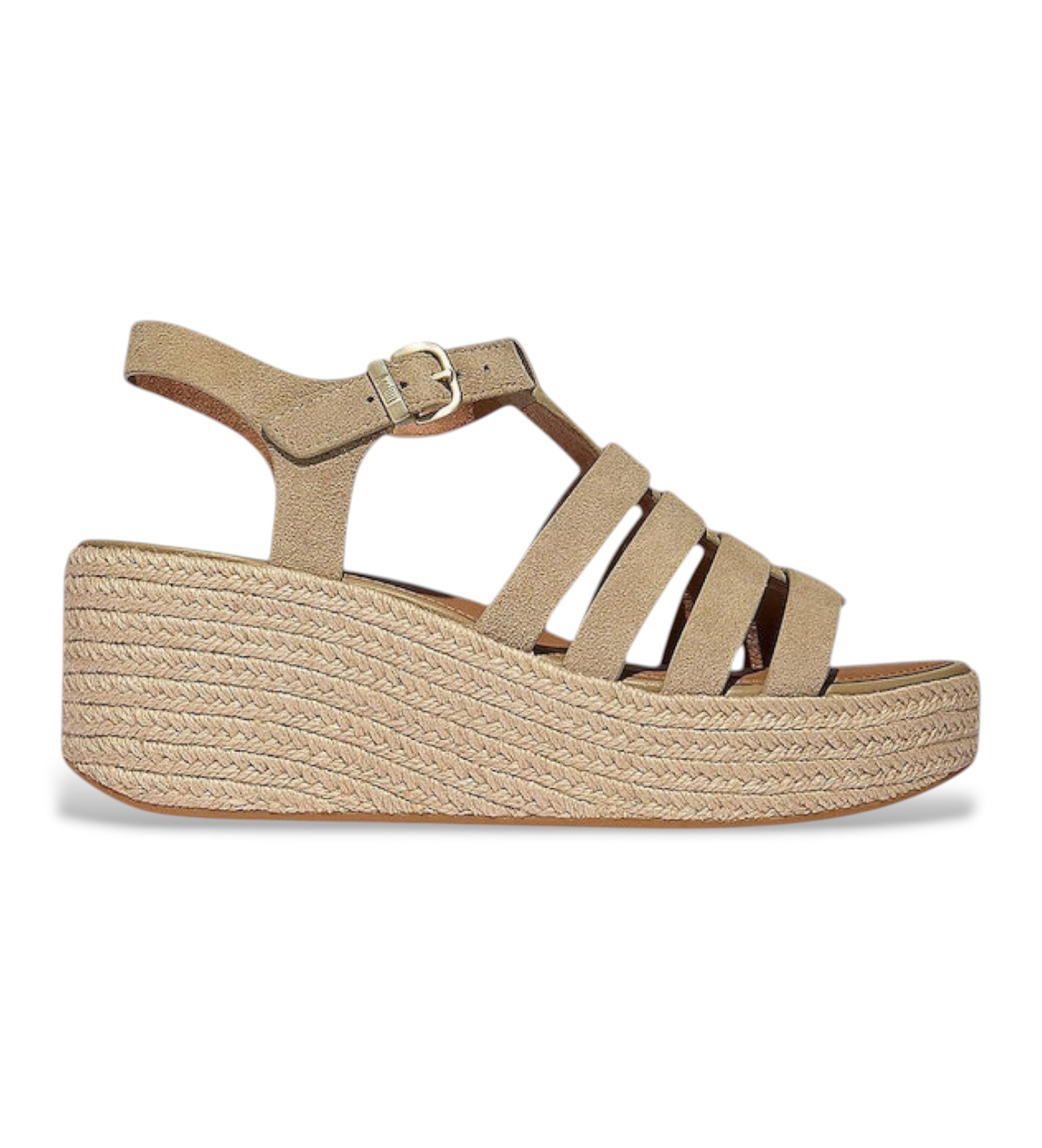 Fitflop für Damen. A5J-923 Fisherman Sandalen aus braunem Leder (40), Beige, 5 bis 8 cm, Schnalle, Lässig