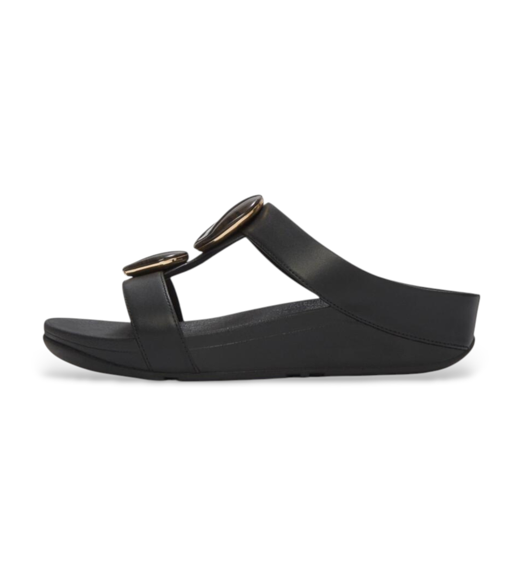 Fitflop für Damen. A2K-001 Sandalen Fino Marmorstein H-Bar Pantoletten schwarz (40), 3 bis 5 cm, Keine, Lässig
