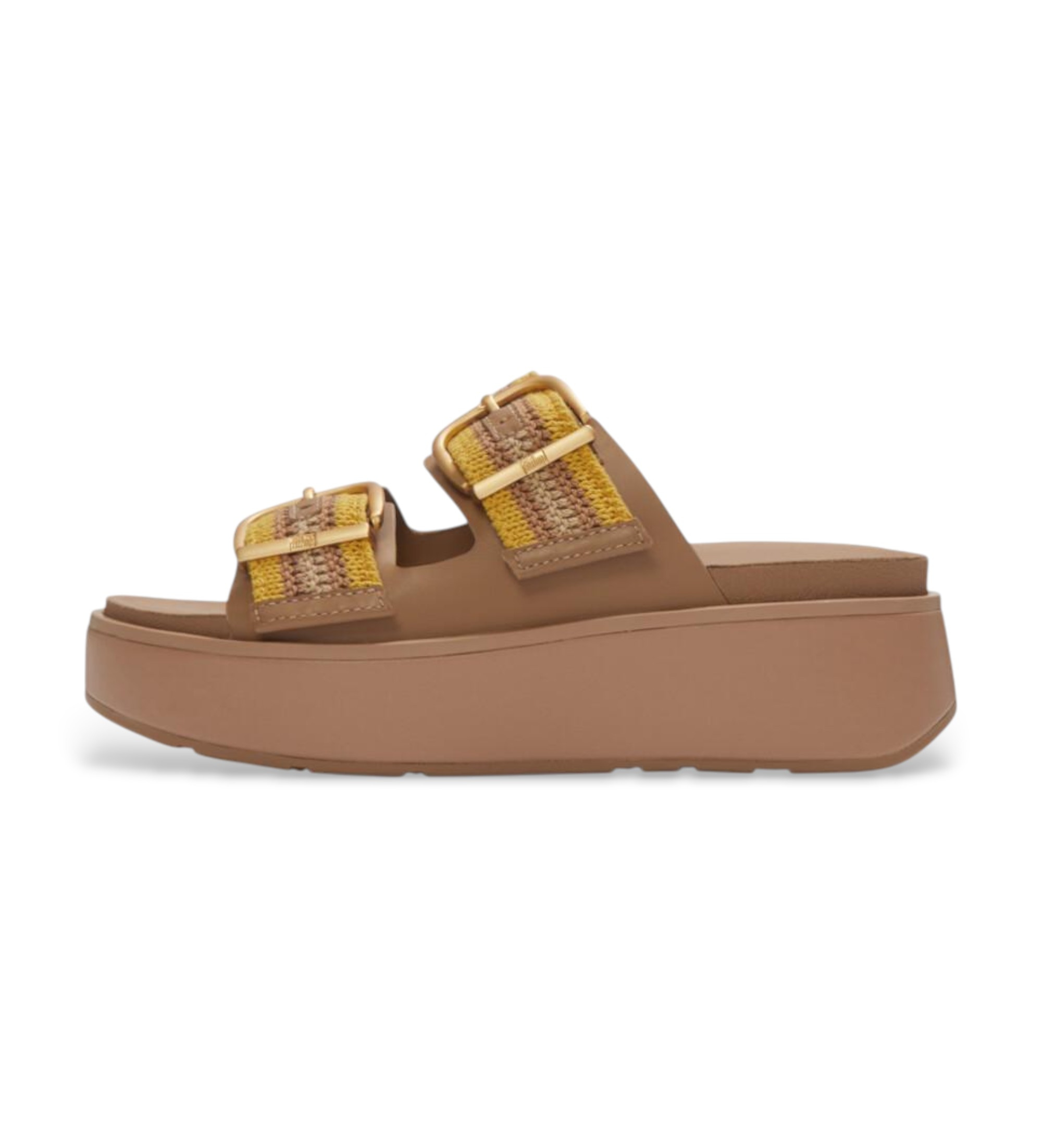 Fitflop für Damen. A3E-E13 Sandalen Gen-FF Max Buckle Stripe-Webbing Two-Bar Slides beige (39), Stoff, 1 bis 3 cm, Keine, Lässig