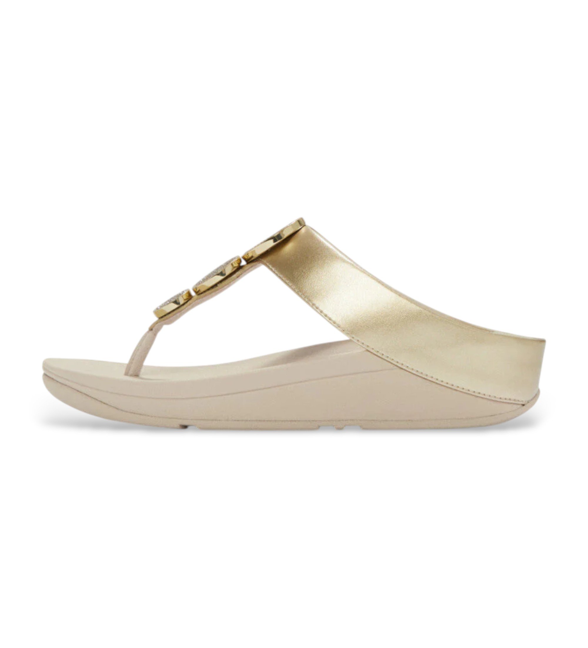 Fitflop für Damen. HJ1-675 Goldene Halo-Perlen-Sandalen (41), 3 bis 5 cm, Keine, Lässig