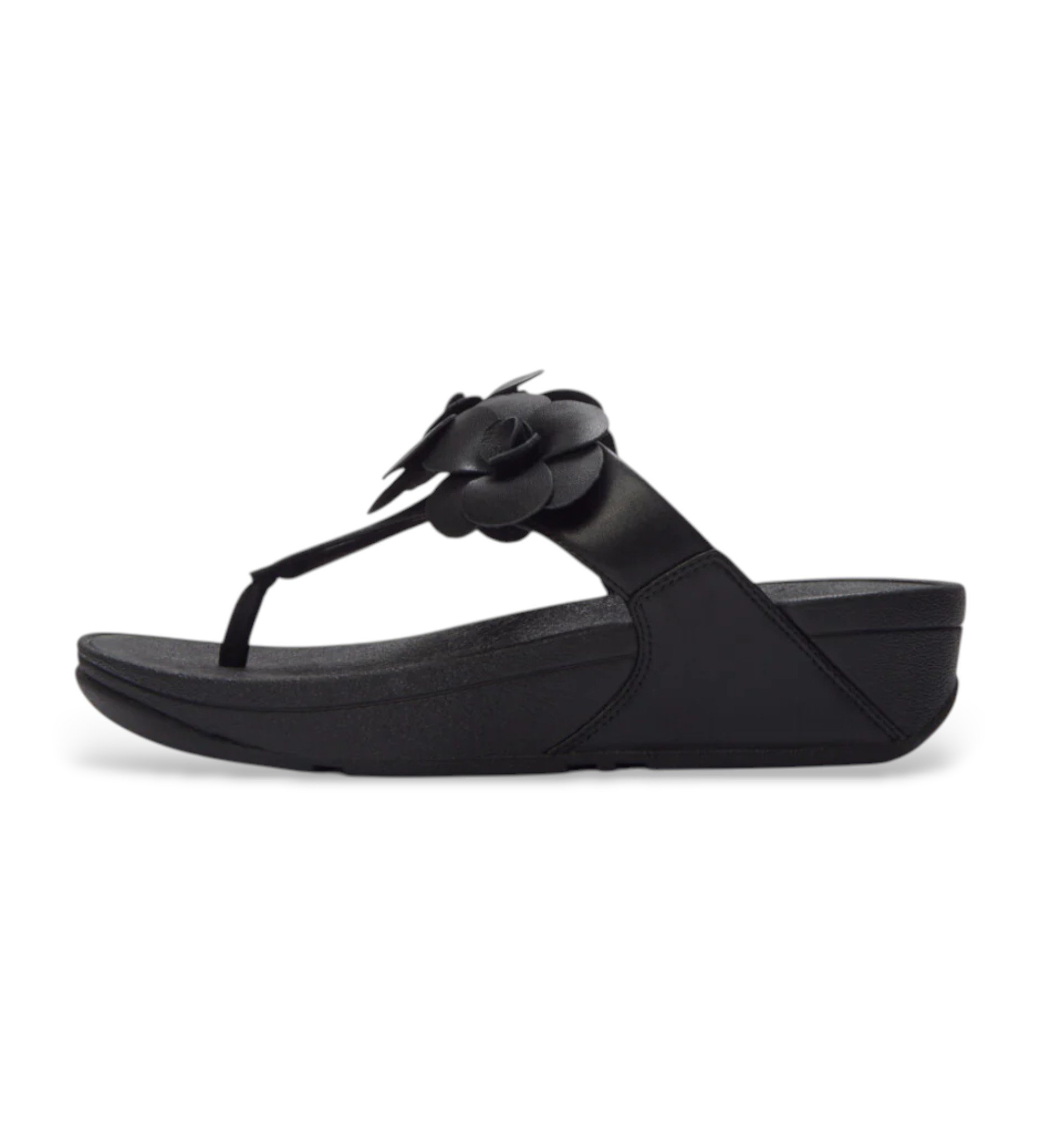 Fitflop für Damen. A4N-001 Sandalen Lulu Flower schwarz (42), 3 bis 5 cm, Keine, Lässig