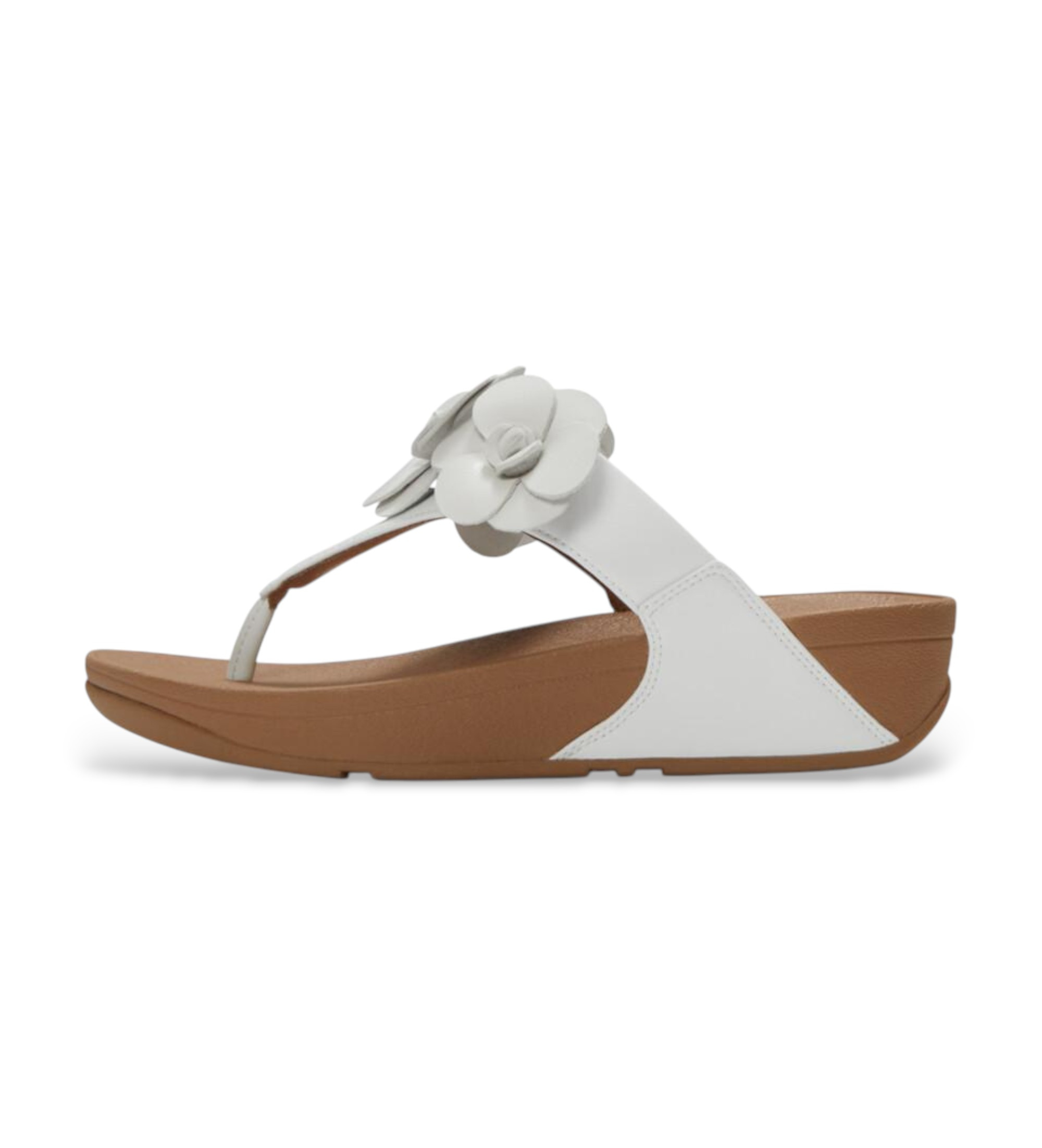 Fitflop für Damen. A4N-194 Lulu Flower Zehensteg-Sandalen aus Leder weiß (37), 3 bis 5 cm, Keine, Lässig