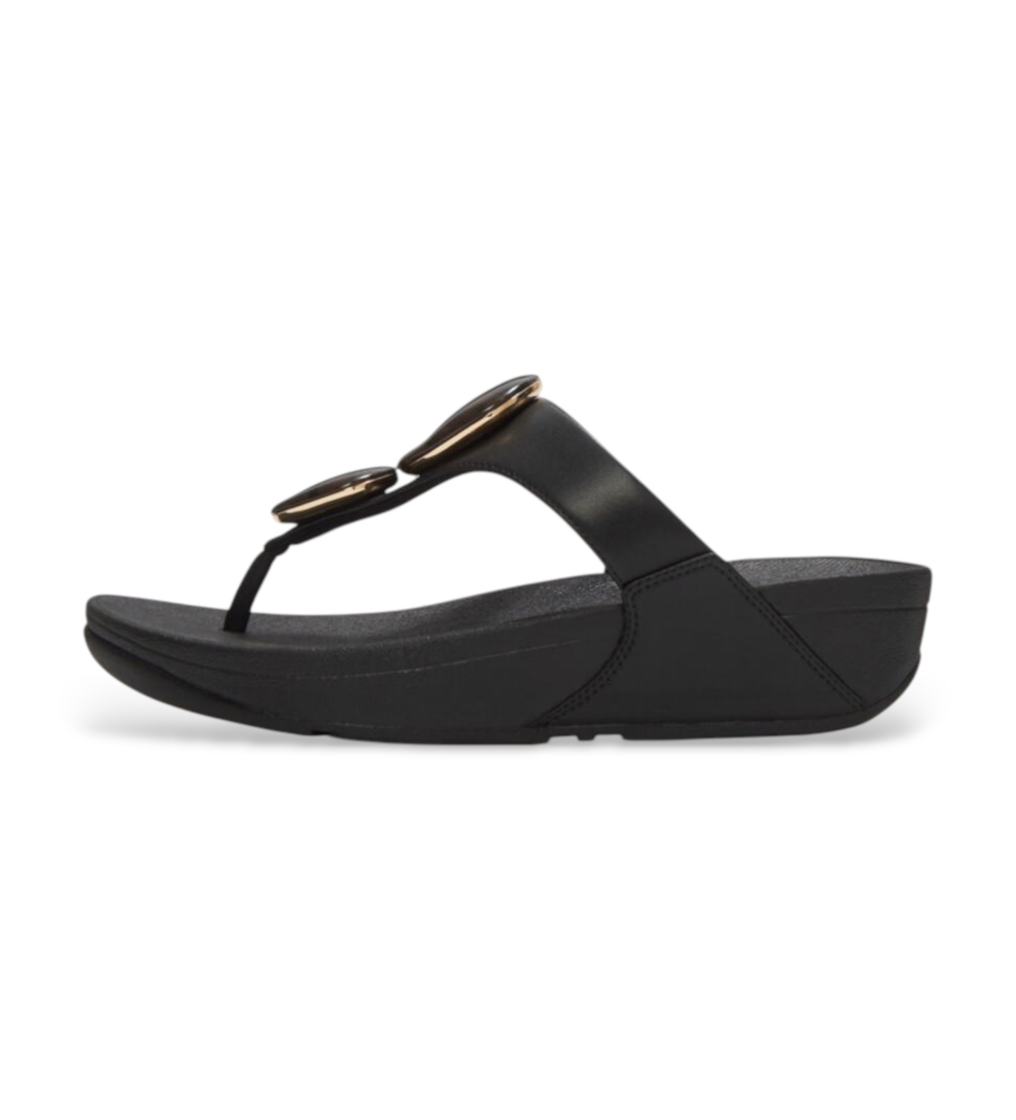Fitflop für Damen. A4T-001 Lulu Sandalen Marmorstein Zehensteg schwarz (37), Leder, 1 bis 3 cm, Keine, Lässig