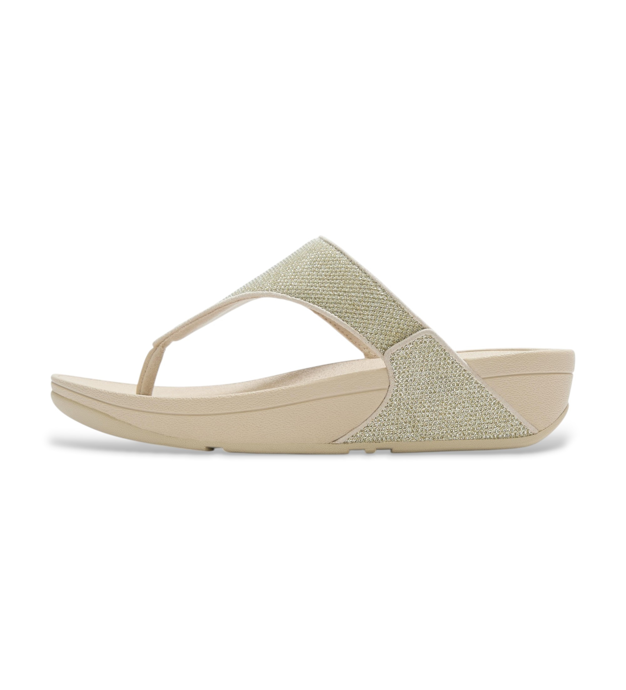 Fitflop für Damen. A4Z-675 Lulu Schimmerglitz Zehensteg-Sandalen gold (41), 1 bis 3 cm, Keine, Lässig