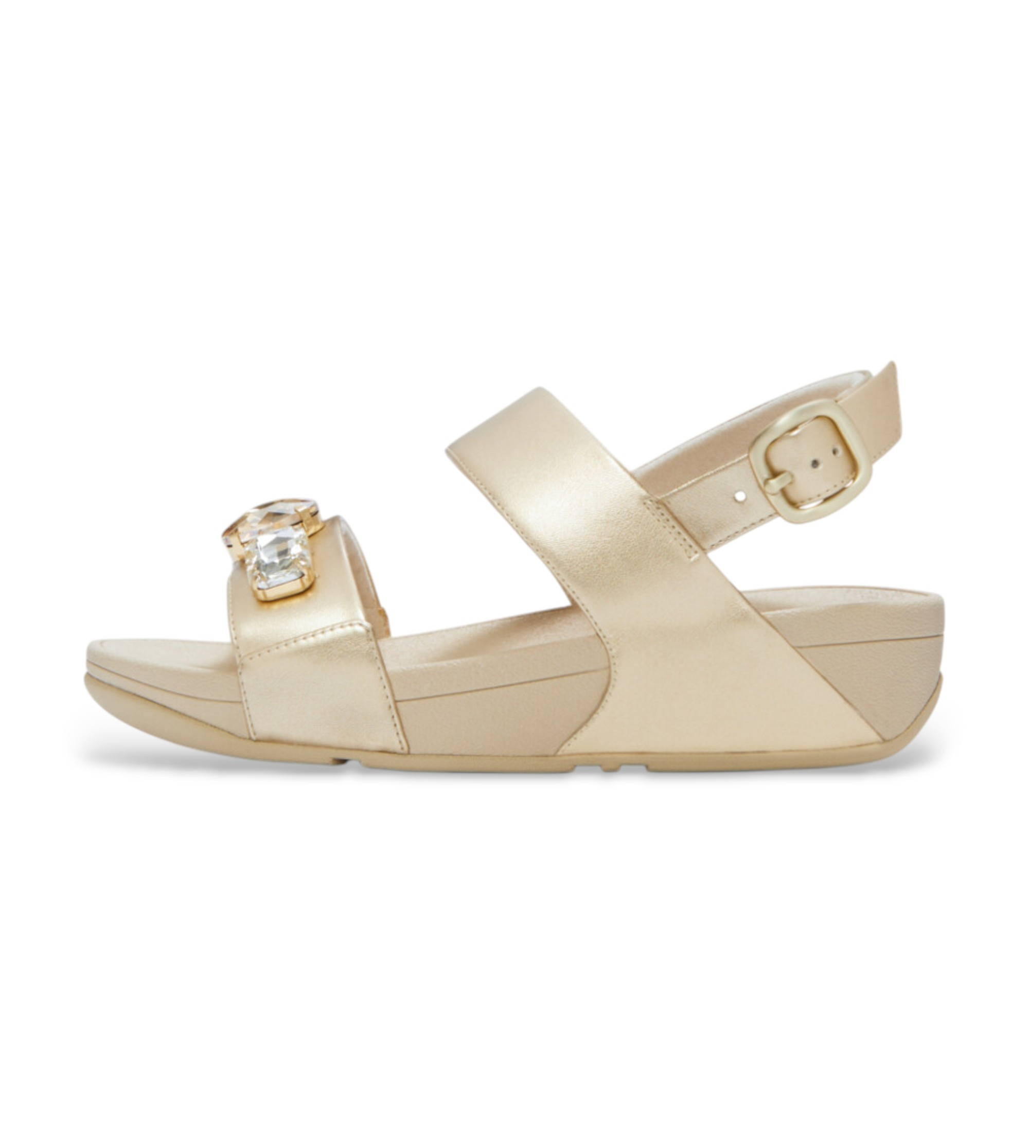 Fitflop für Damen. A5C-675 Lulu Ultra-Jewel Metallic Metallic-Riemen Ledersandalen golden (36), 3 bis 5 cm, Schnalle, Lässig, Party
