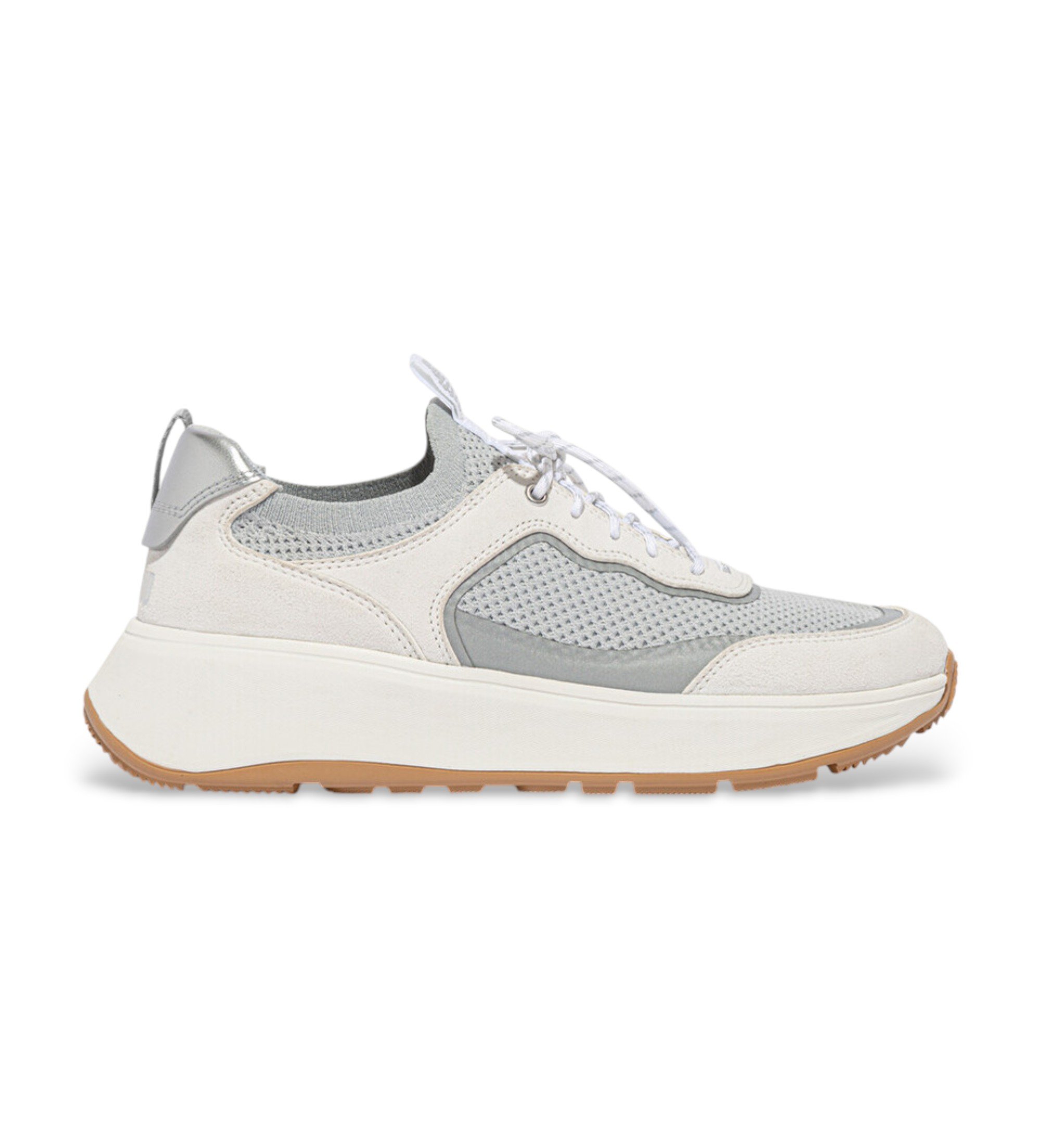 Fitflop für Damen. IV1-C18 Gestrickte Turnschuhe Mode grau (37), 3 bis 5 cm, Schnürsenkel, Lässig