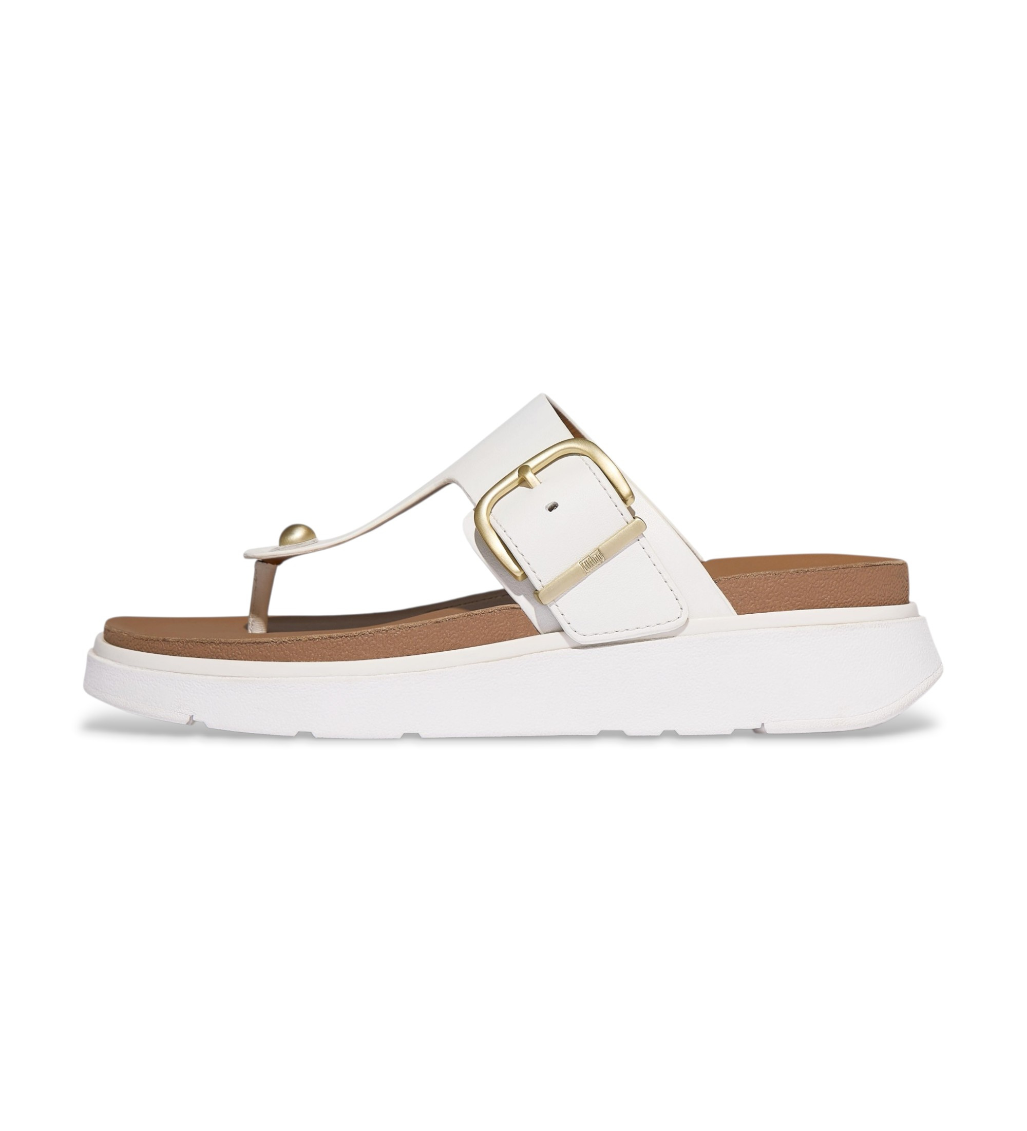 Fitflop für Damen. B1H-194 Ledersandalen Gen FF Schnalle weiß (38), Wohnung, Keine, Lässig