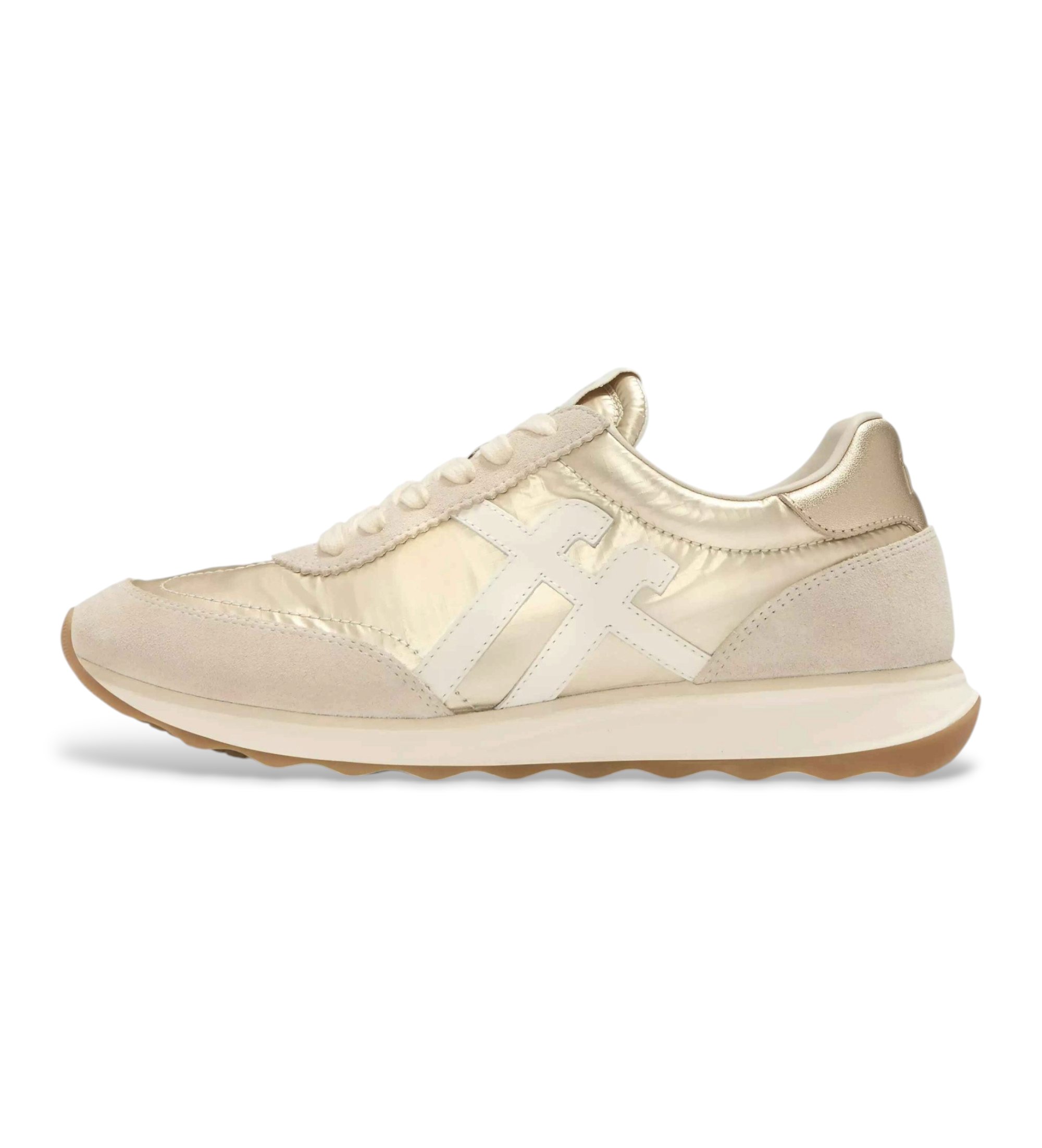Fitflop für Damen. A5Q-675 Retro Q FF Metallic gold metallic Lederschuhe (39), Wohnung, Schnürsenkel, Lässig