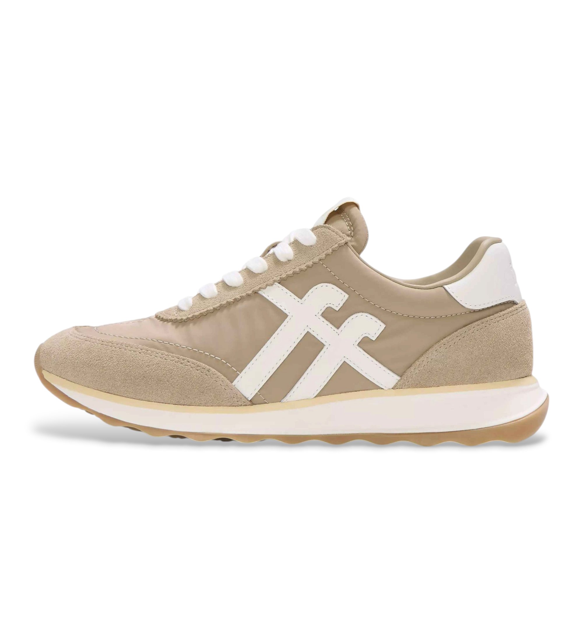 Fitflop für Damen. A5P-E08 Retro-Q beige pirl Turnschuhe (36), Leder, Wohnung, Schnürsenkel, Lässig