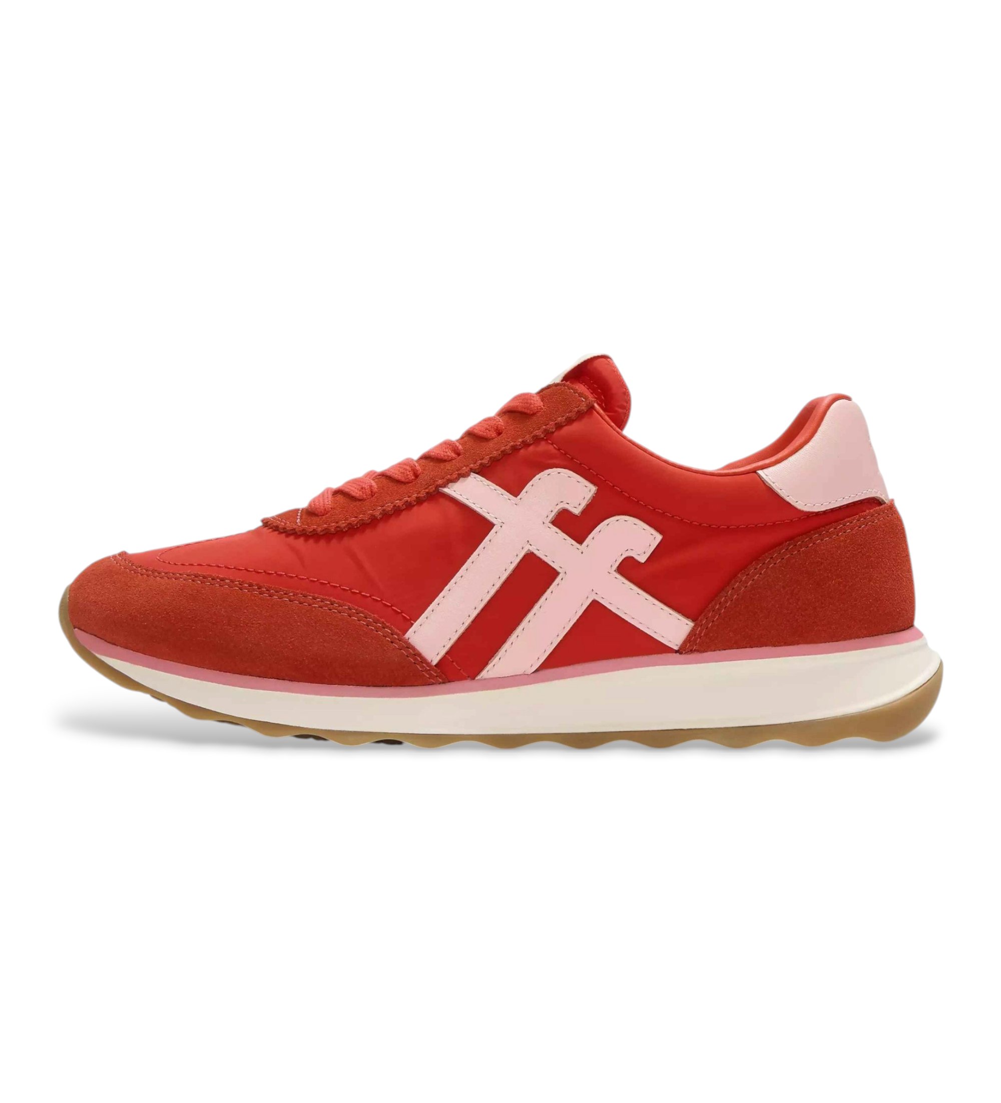 Fitflop für Damen. A5P-E03 Retro-Q pirl Schuhe rot (36), Leder, Wohnung, Schnürsenkel, Lässig