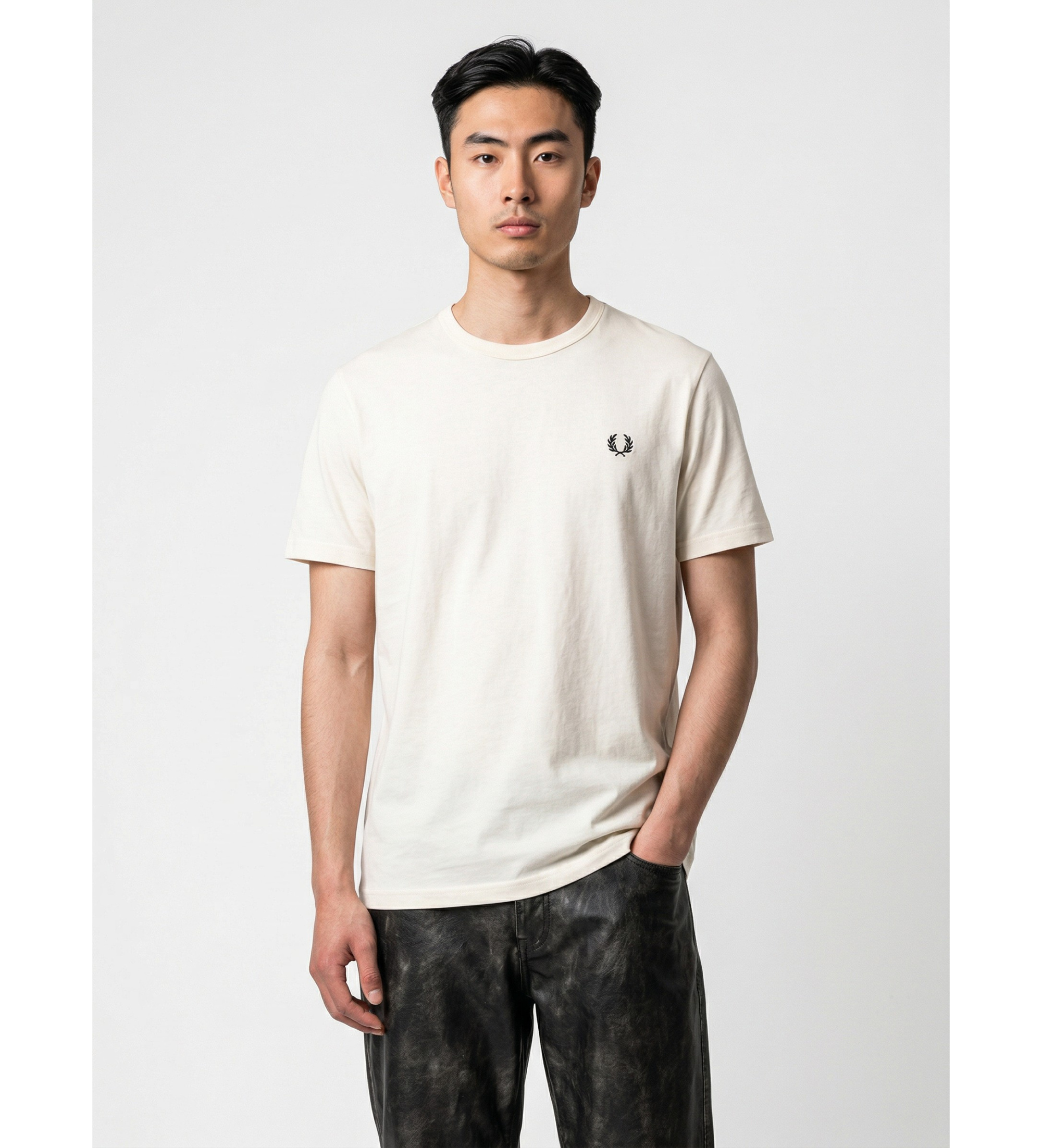Fred Perry für Herren. M3519 Beigefarbenes Ringer-T-Shirt (XXL), Lässig, Baumwolle, Kurzarm