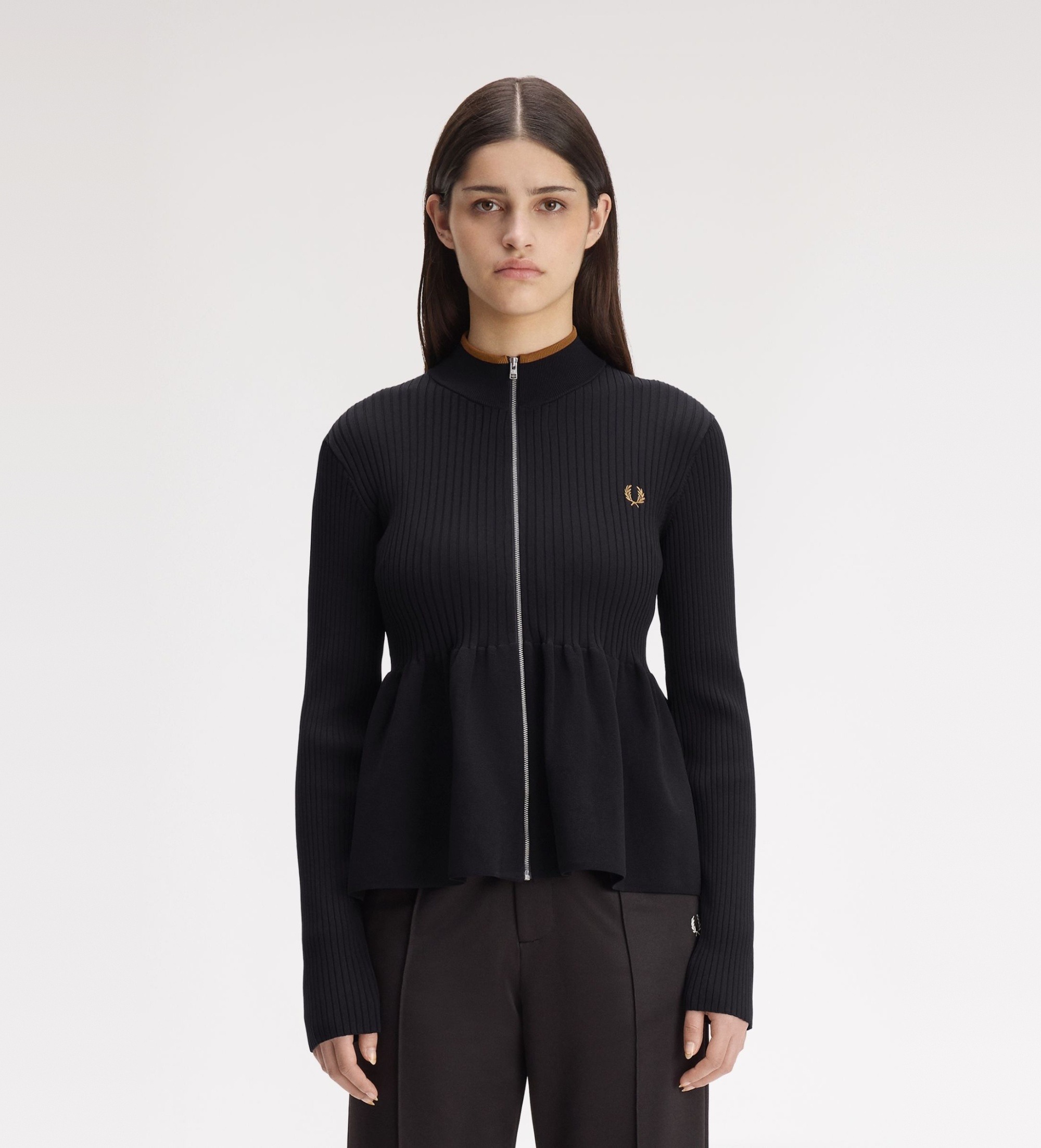 Fred Perry für Damen. K3112 Schwarzer AED-Cardigan (36), Lässig, Polyamid, Nachhaltig
