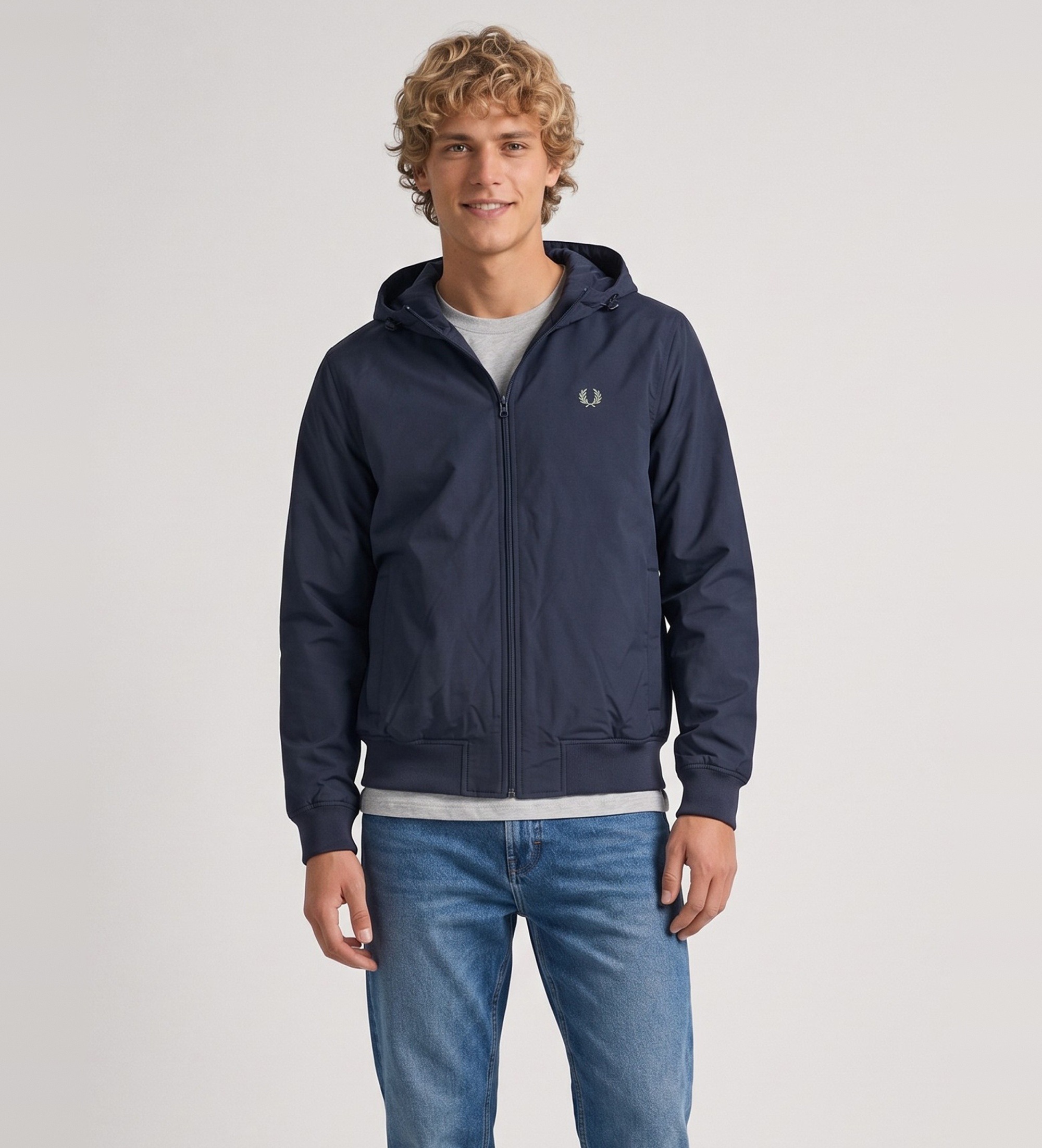 Fred Perry für Herren. J1304 Brentham Jacke mit Kapuze, Marineblau (M), Lässig, Polyamid, Nachhaltig