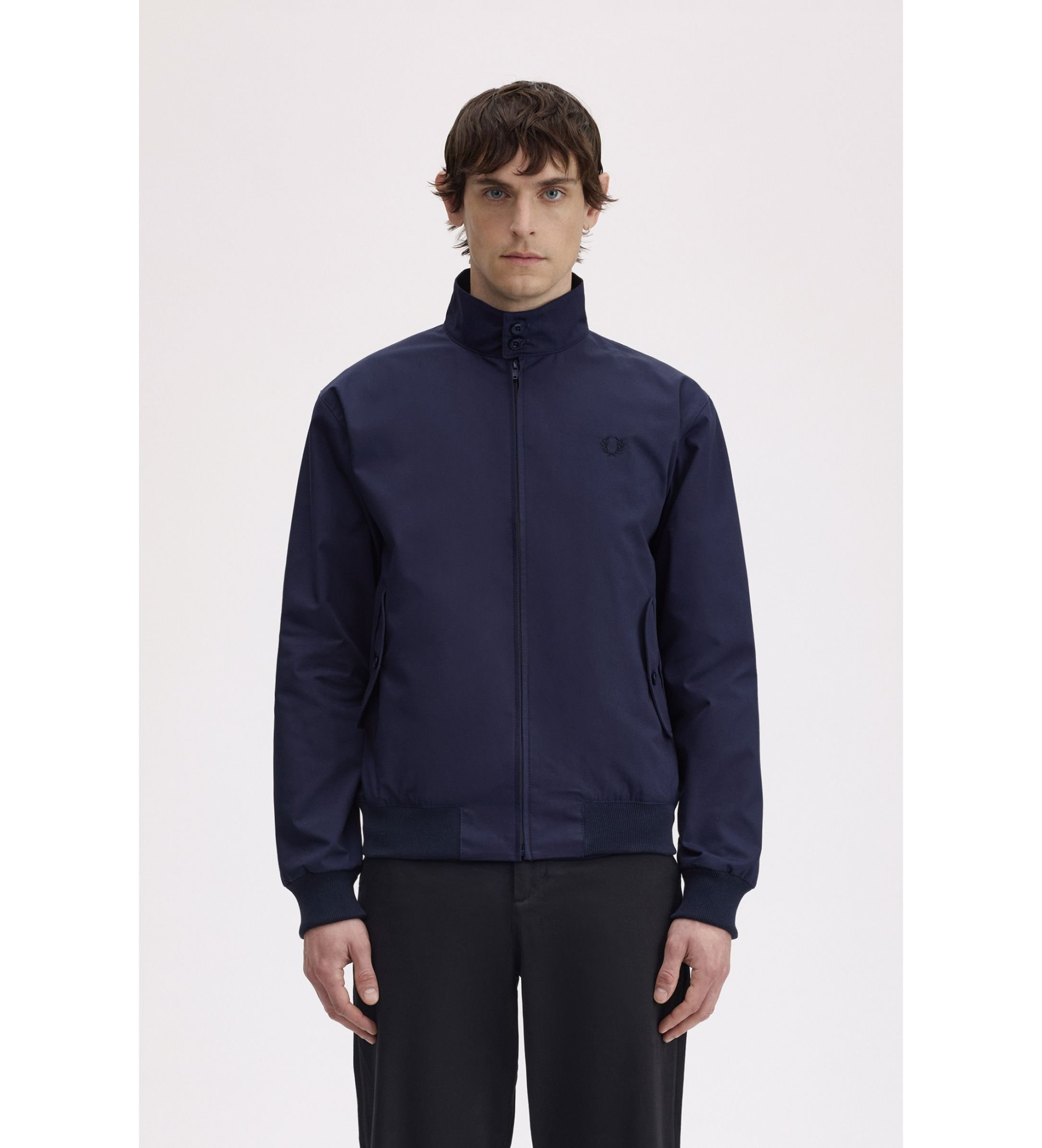 Fred Perry für Herren. J7320 Harrington-Jacke blau (S), Lässig, Baumwolle