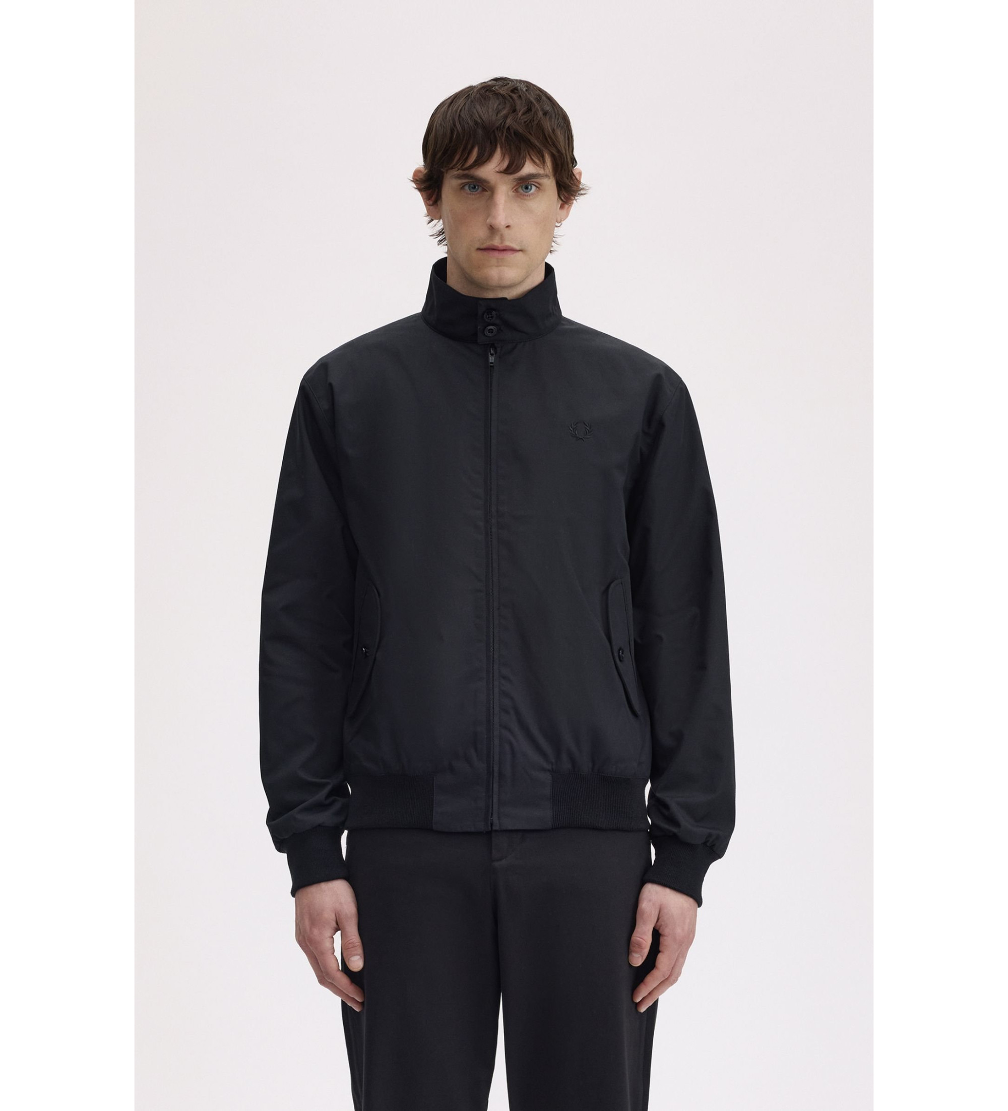 Fred Perry für Herren. J7320 Harrington Jacke schwarz (M), Lässig, Baumwolle