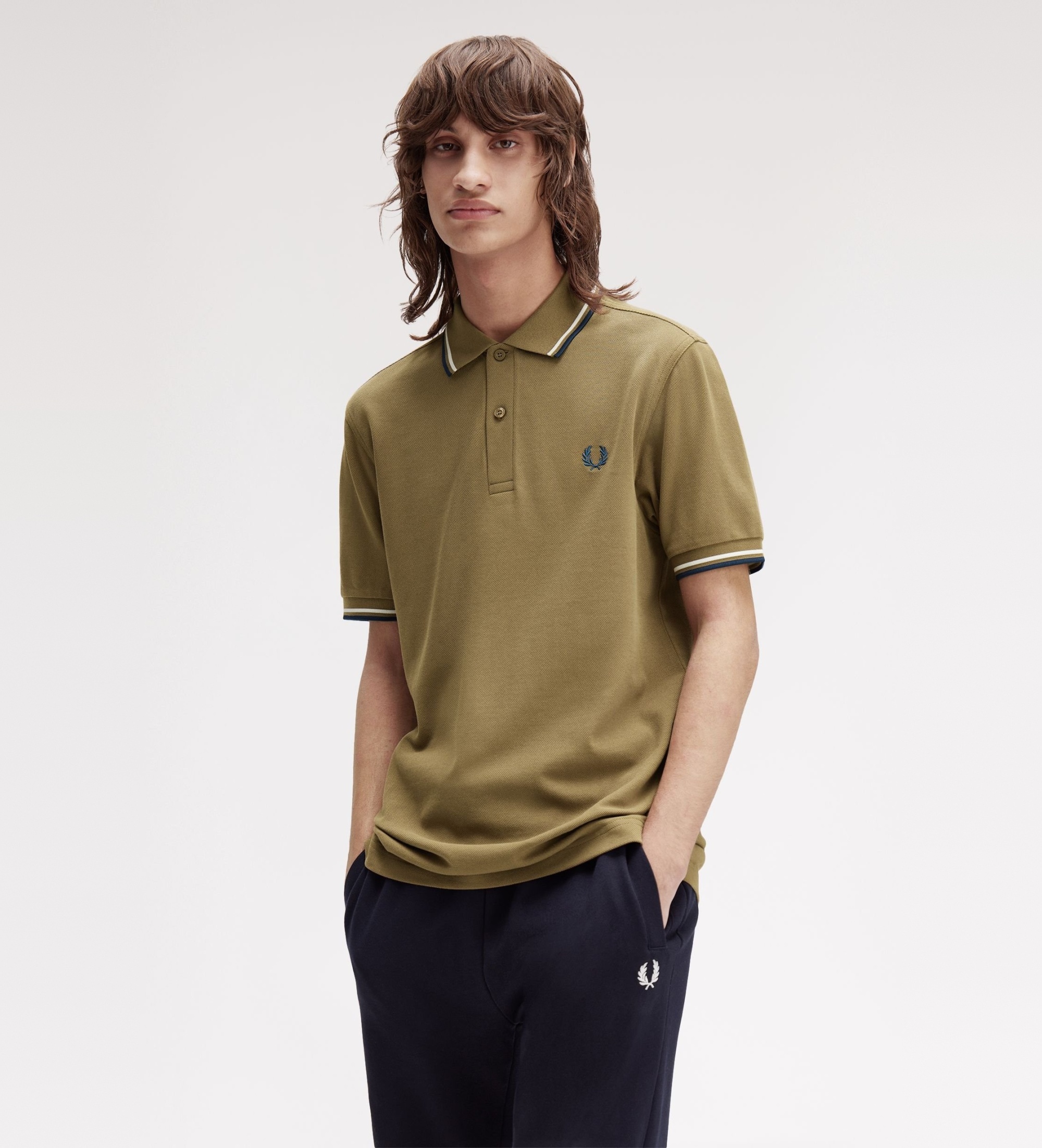 Fred Perry für Herren. M3600 Poloshirt M3600 grünlich braun (S), Lässig, Baumwolle, Kurzarm