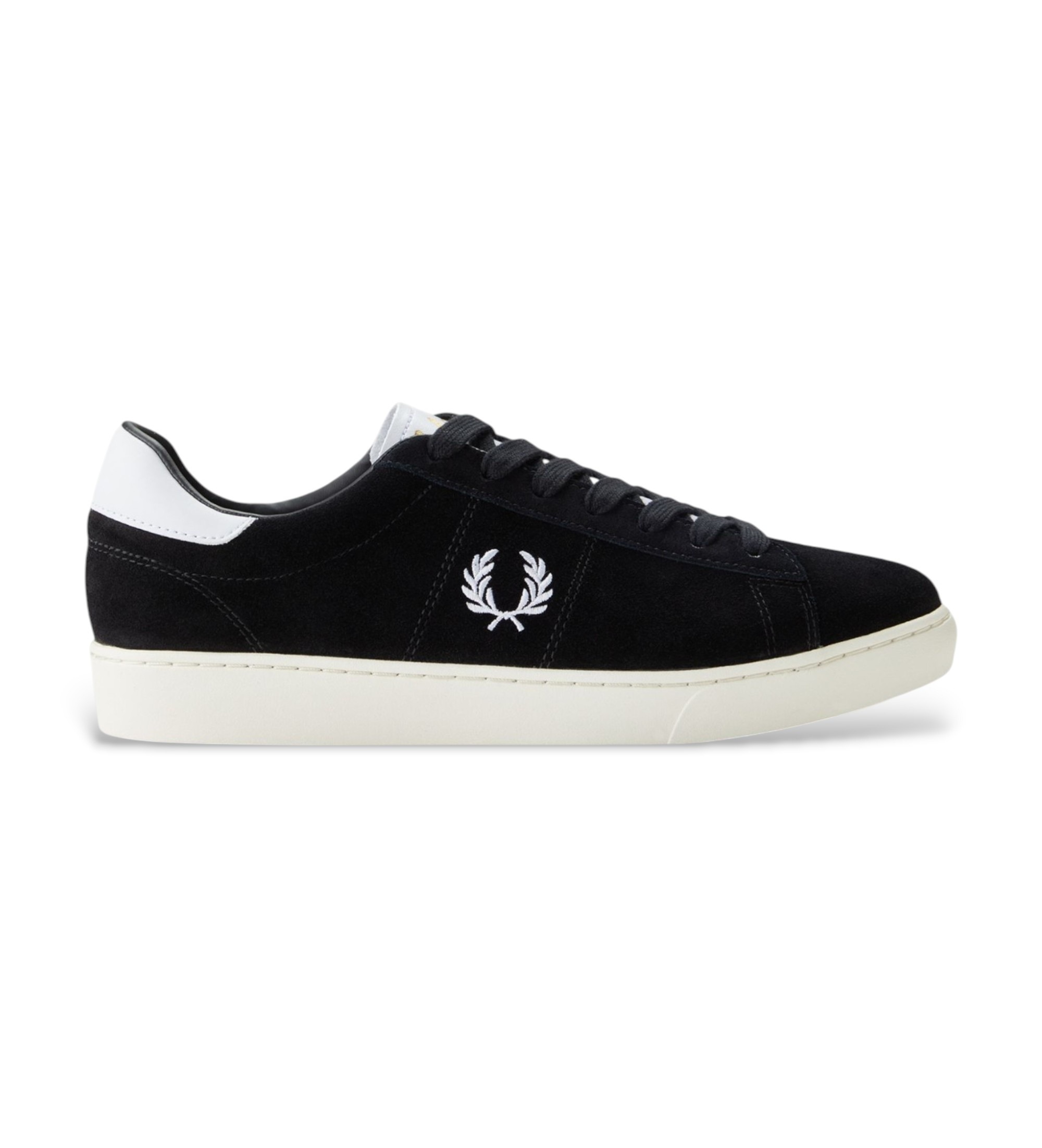 Fred Perry für Herren. B3408-102 Schuhe aus schwarzem Leder Spencer (45), Wohnung, Wildleder, Schnürsenkel, Lässig