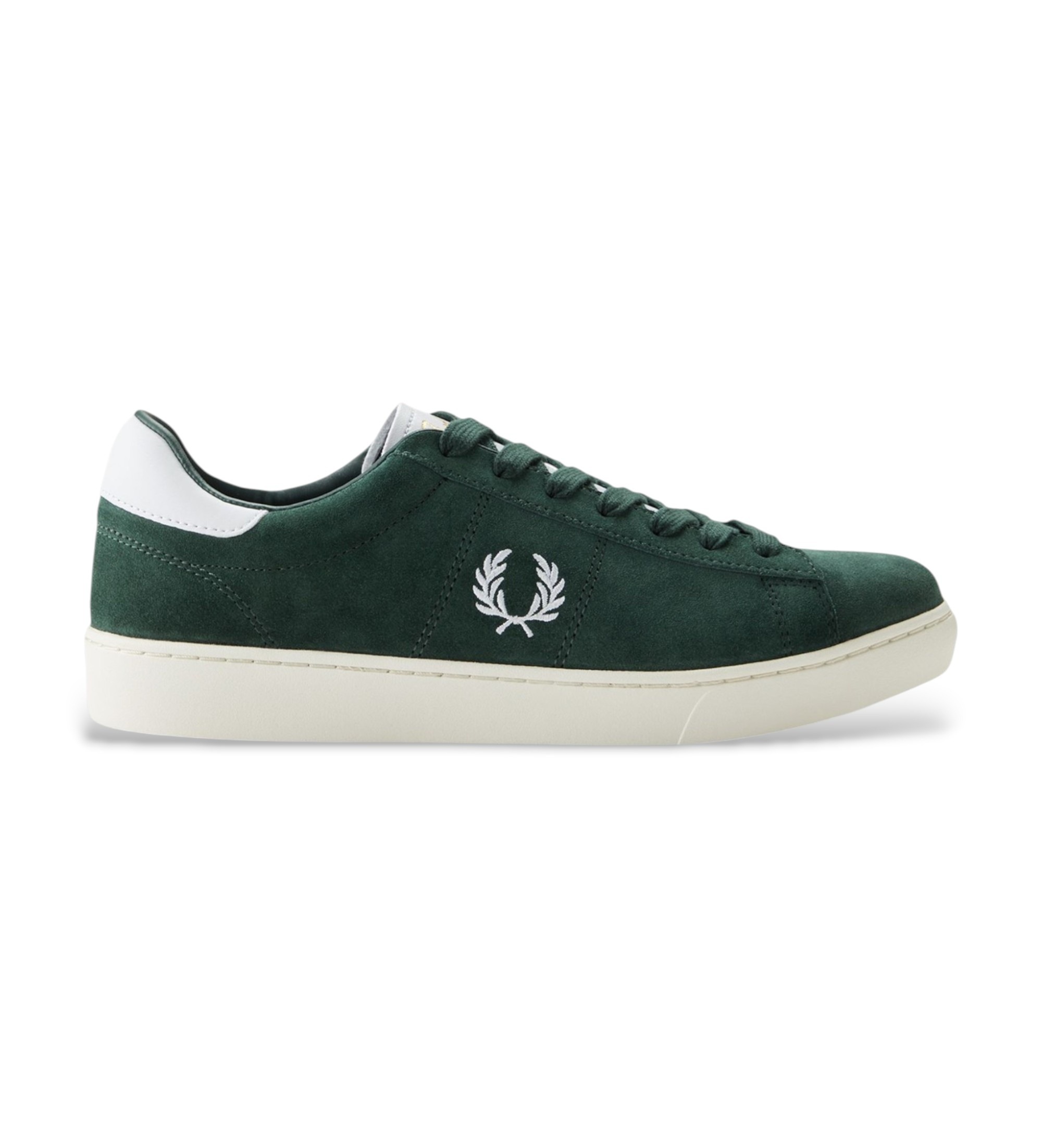 Fred Perry für Herren. B3408-30A Grüne Spencer-Sneaker aus Leder (41), Wohnung, Wildleder, Schnürsenkel, Lässig