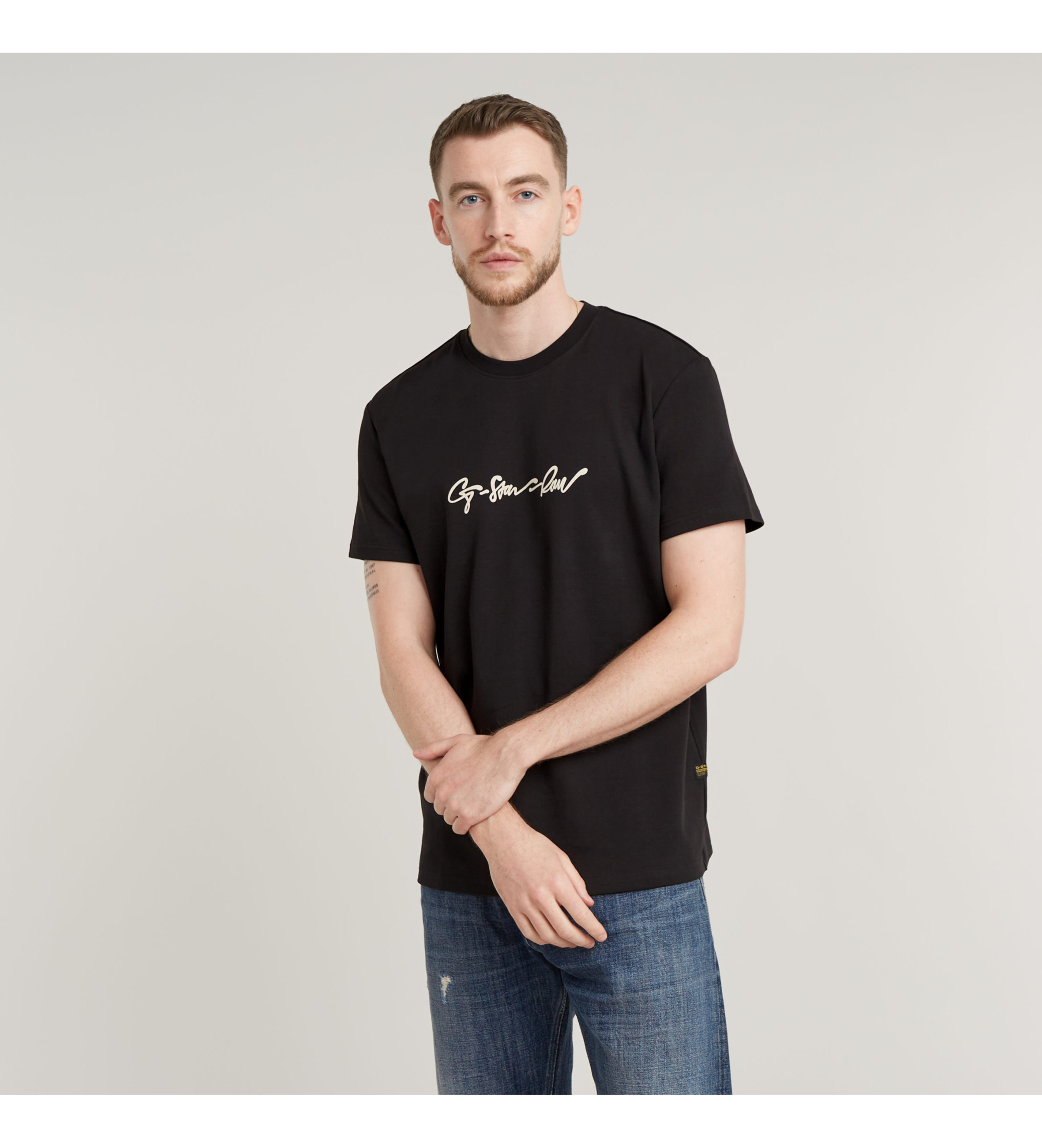 G-Star für Herren. D25150-C812-6484 G-Script T-shirt schwarz (S), Lässig, Baumwolle, Kurzarm