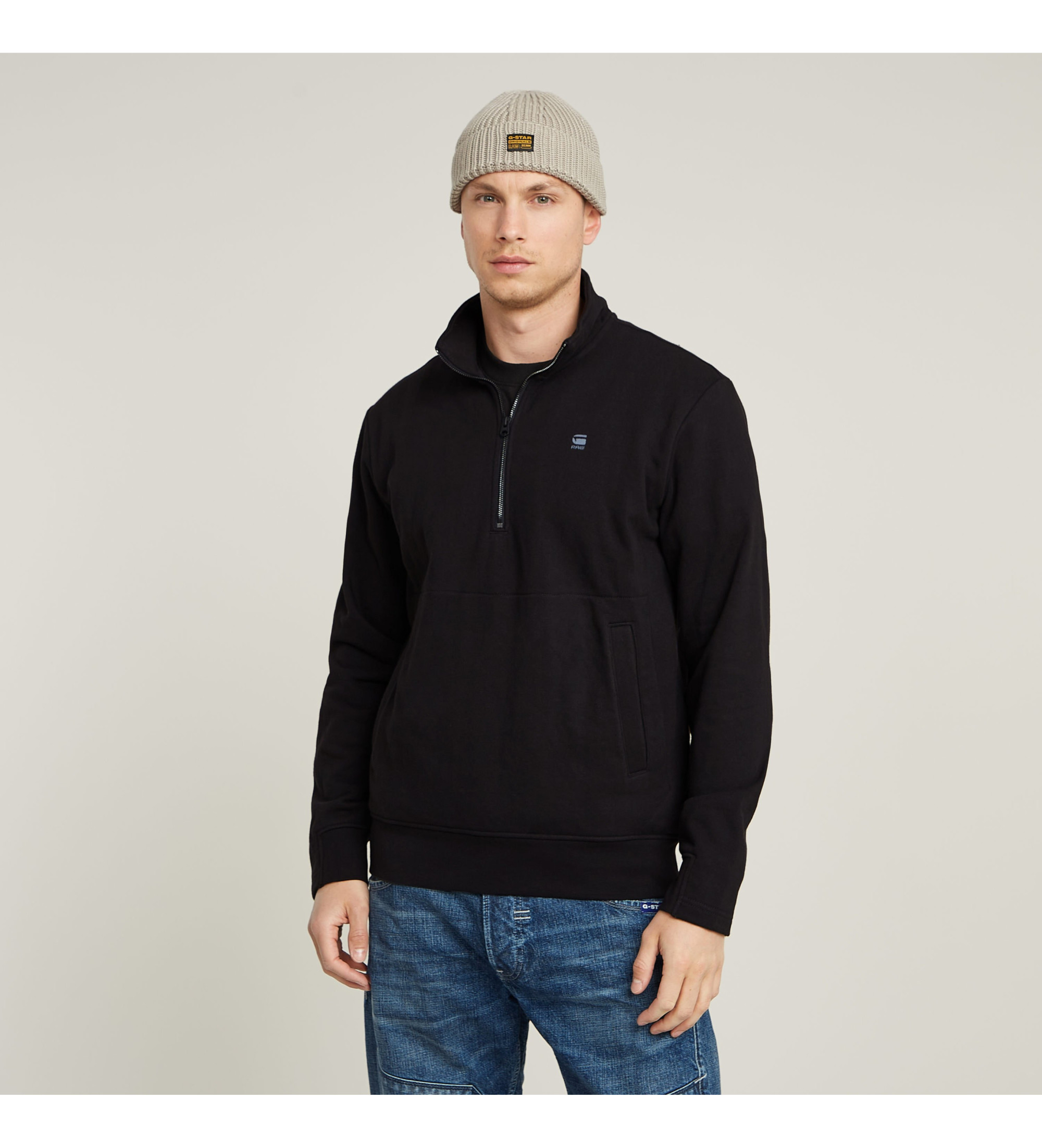 G-Star für Herren. D26305-D566-6484 Nifous Half Zip Sweatshirt schwarz (S), Lässig, Langarm, Bio-Baumwolle, Nachhaltig