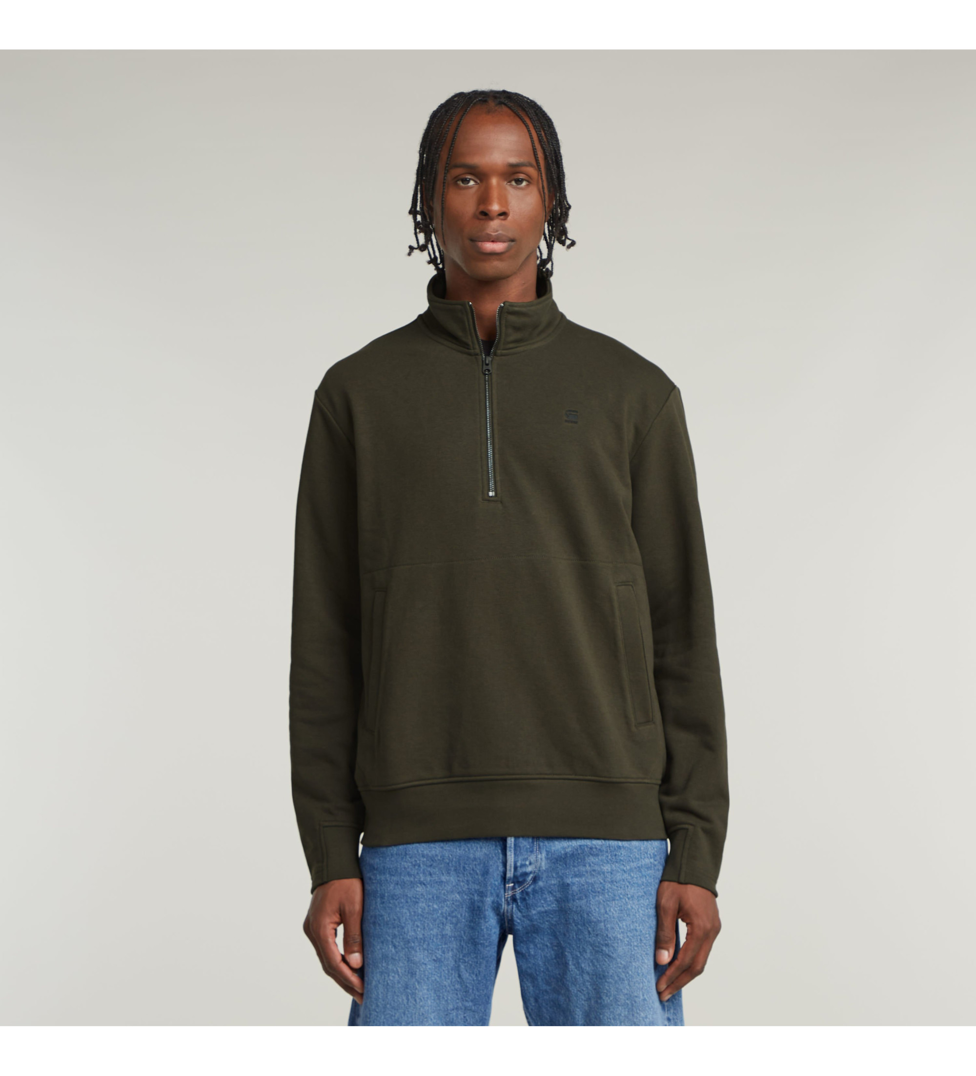G-Star für Herren. D26305-D566-995 Nifous Half Zip Sweatshirt grün (S), Bio-Baumwolle, Nachhaltig