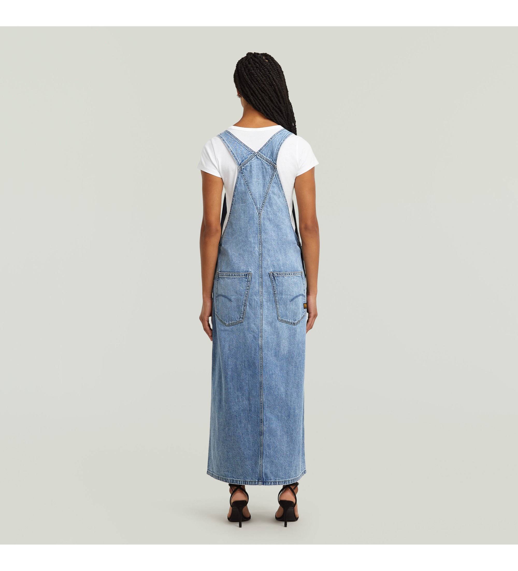 G-Star für Damen. D27734-D536-H550 Skater-Maxi-Latzhosen-Kleid blau (S), Lässig, Baumwolle, Denim, Ärmellos / Hosenträger
