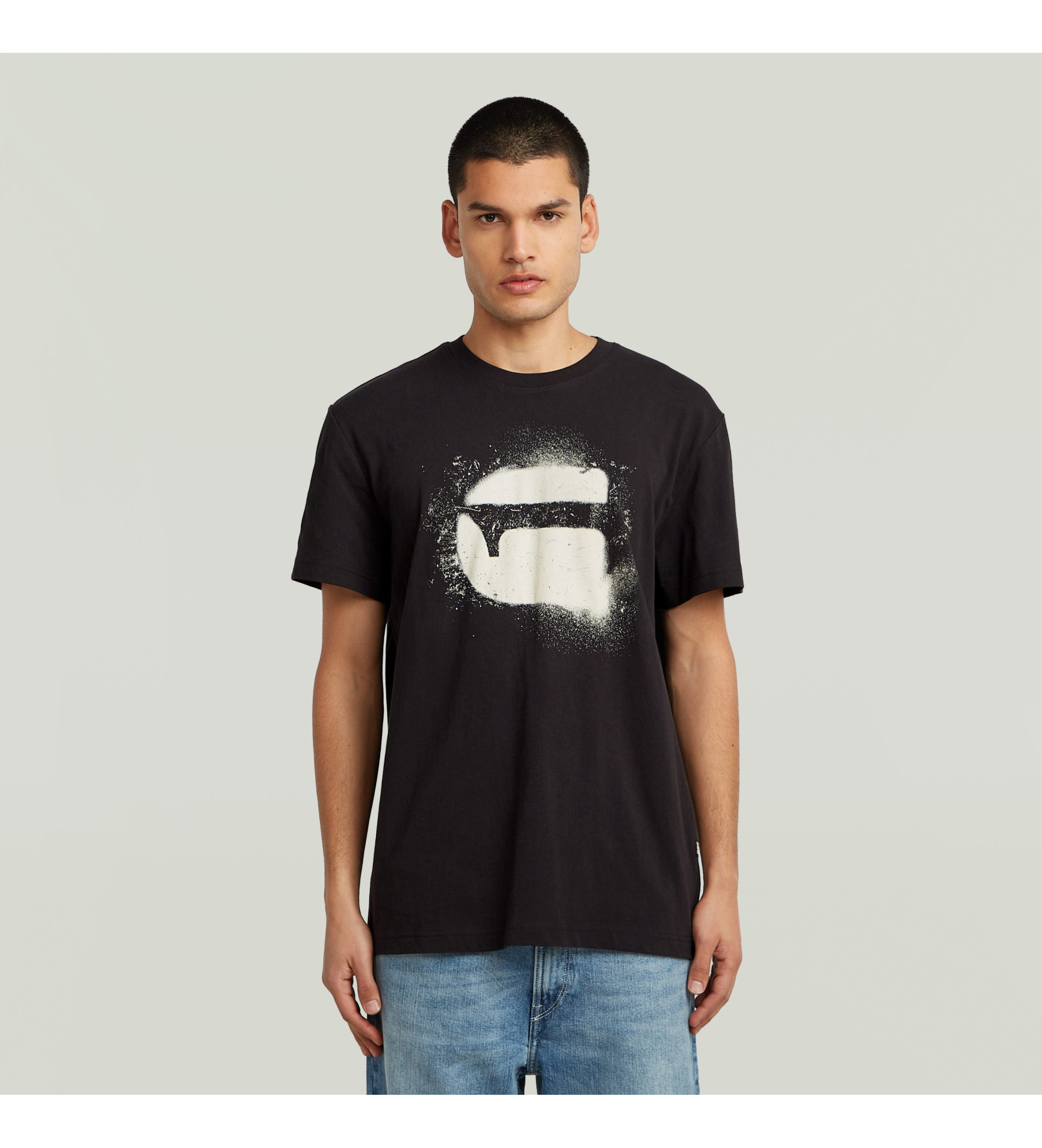 G-Star für Herren. D26833-D101-6484 T-shirt Spray Logo schwarz (M), Lässig, Baumwolle, Kurzarm