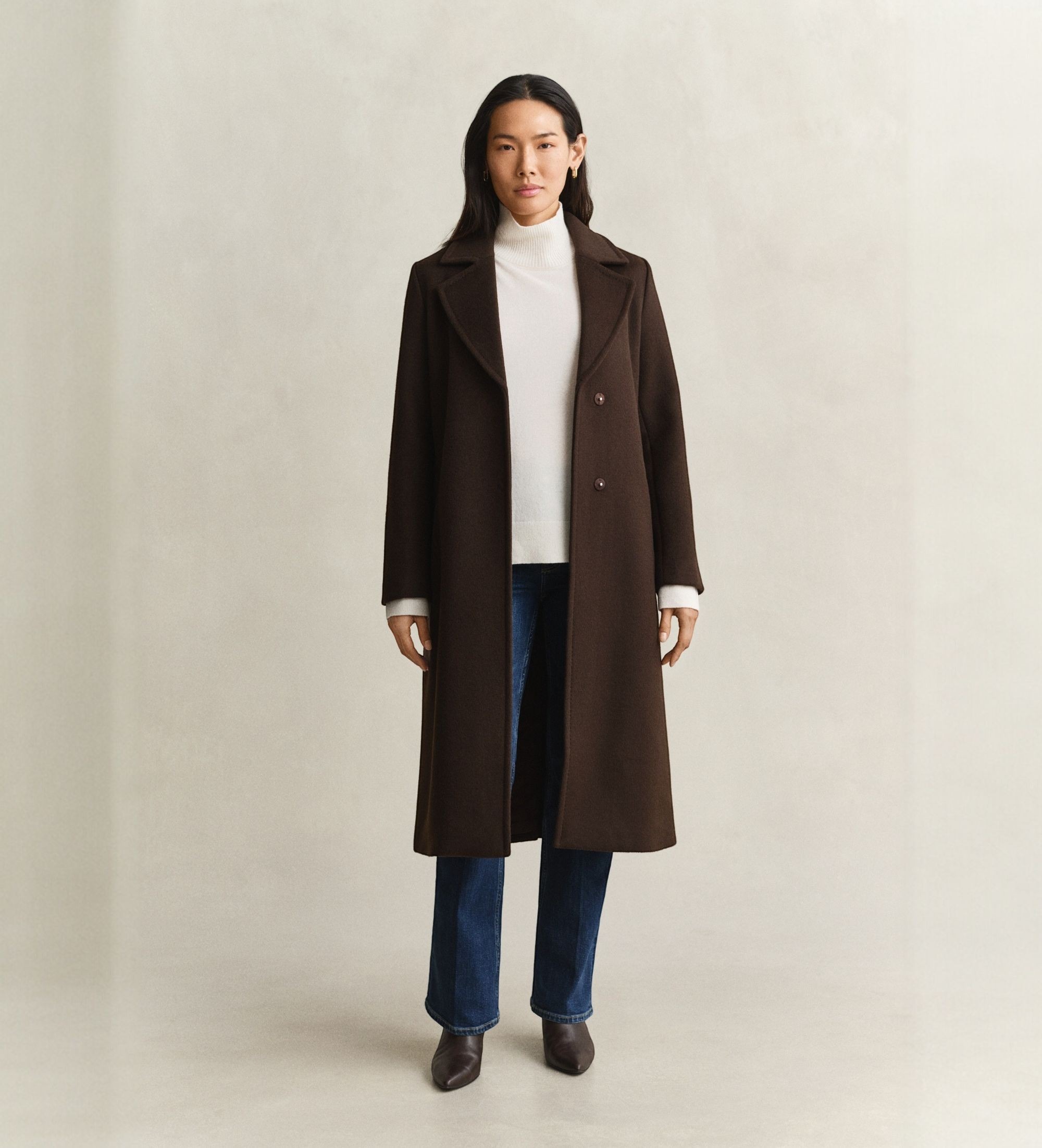 Gant für Damen. 4751184 Brauner Mantel aus Wollmischung mit Gürtel (M), Wolle, Klassisch
