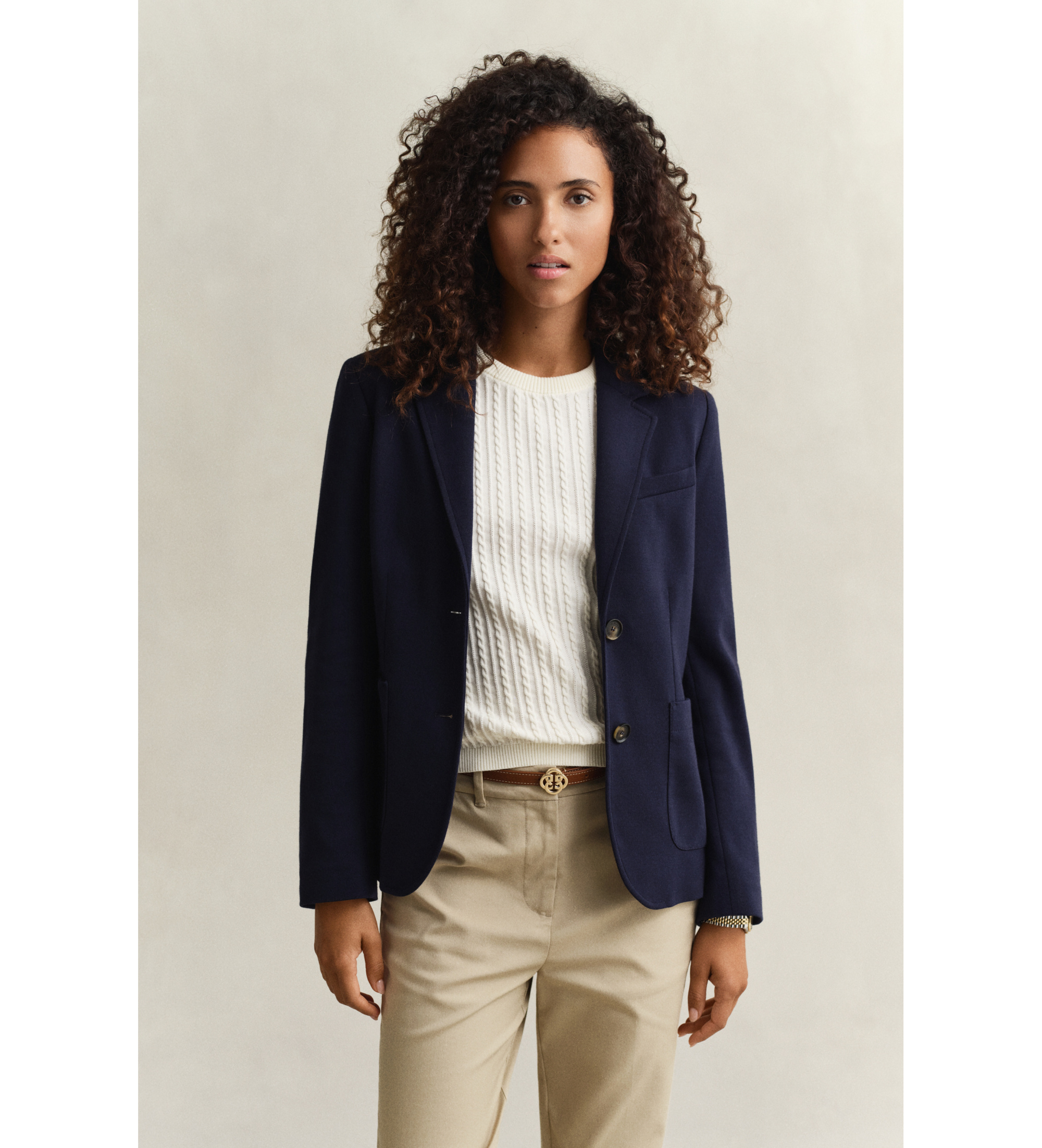 Gant für Damen. 4770330 Americana Slim Fit aus marineblauem Piqué (34), Lässig, Baumwolle, Klassisch