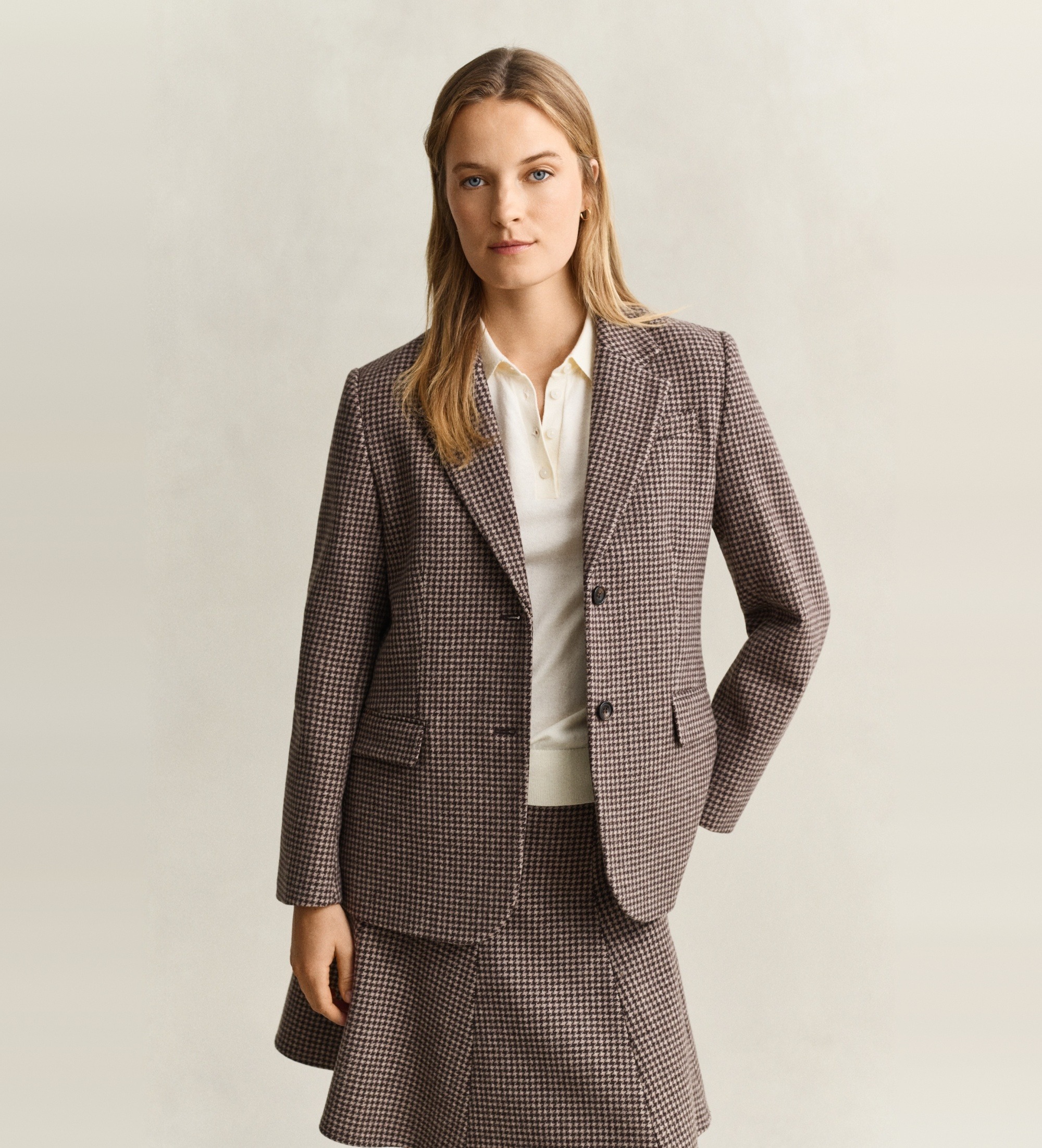 Gant für Damen. 4770370 Americanas Reg Houndstooth taupe (40), Klassisch, Polyester