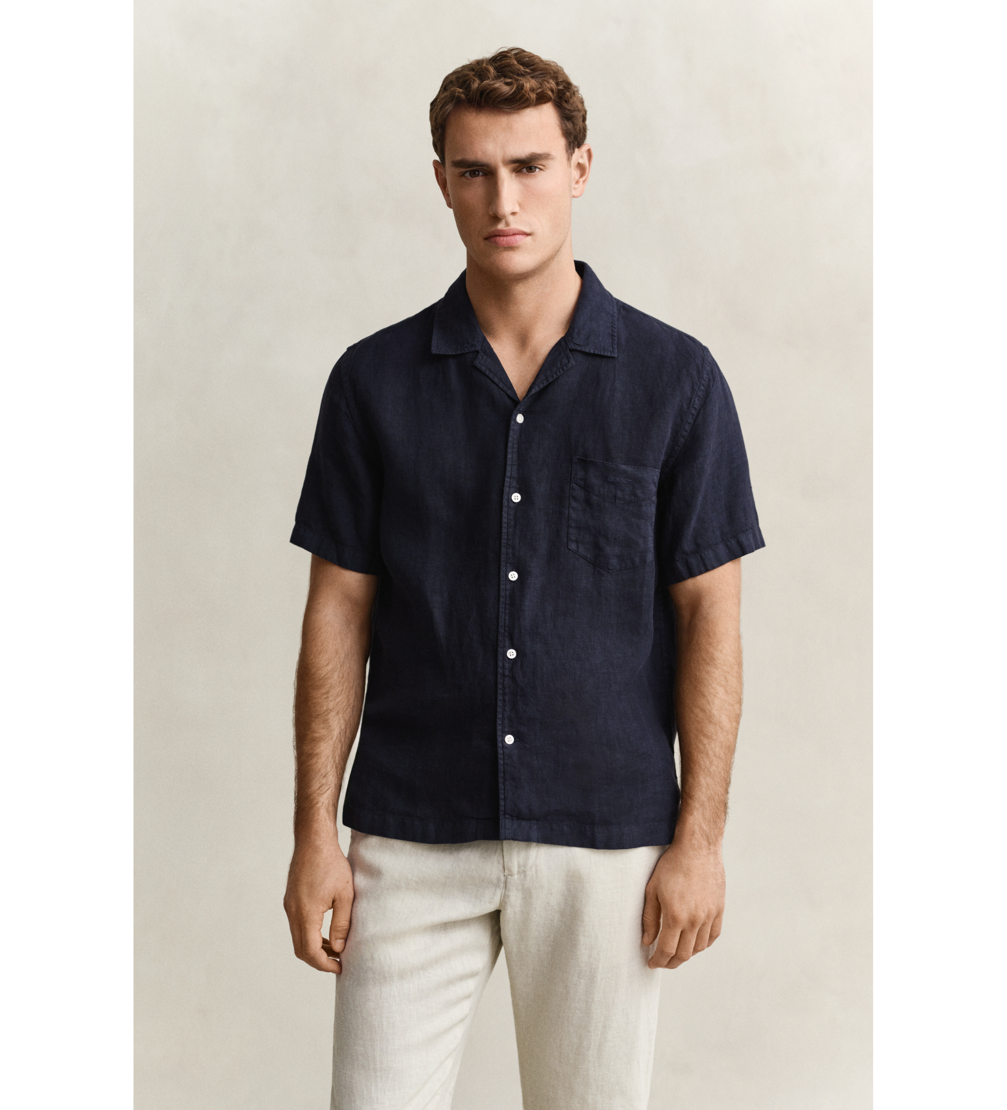 Gant für Herren. 3261120 Kurzärmeliges Leinenhemd navy (S), Lässig, Kurzarm, Marine