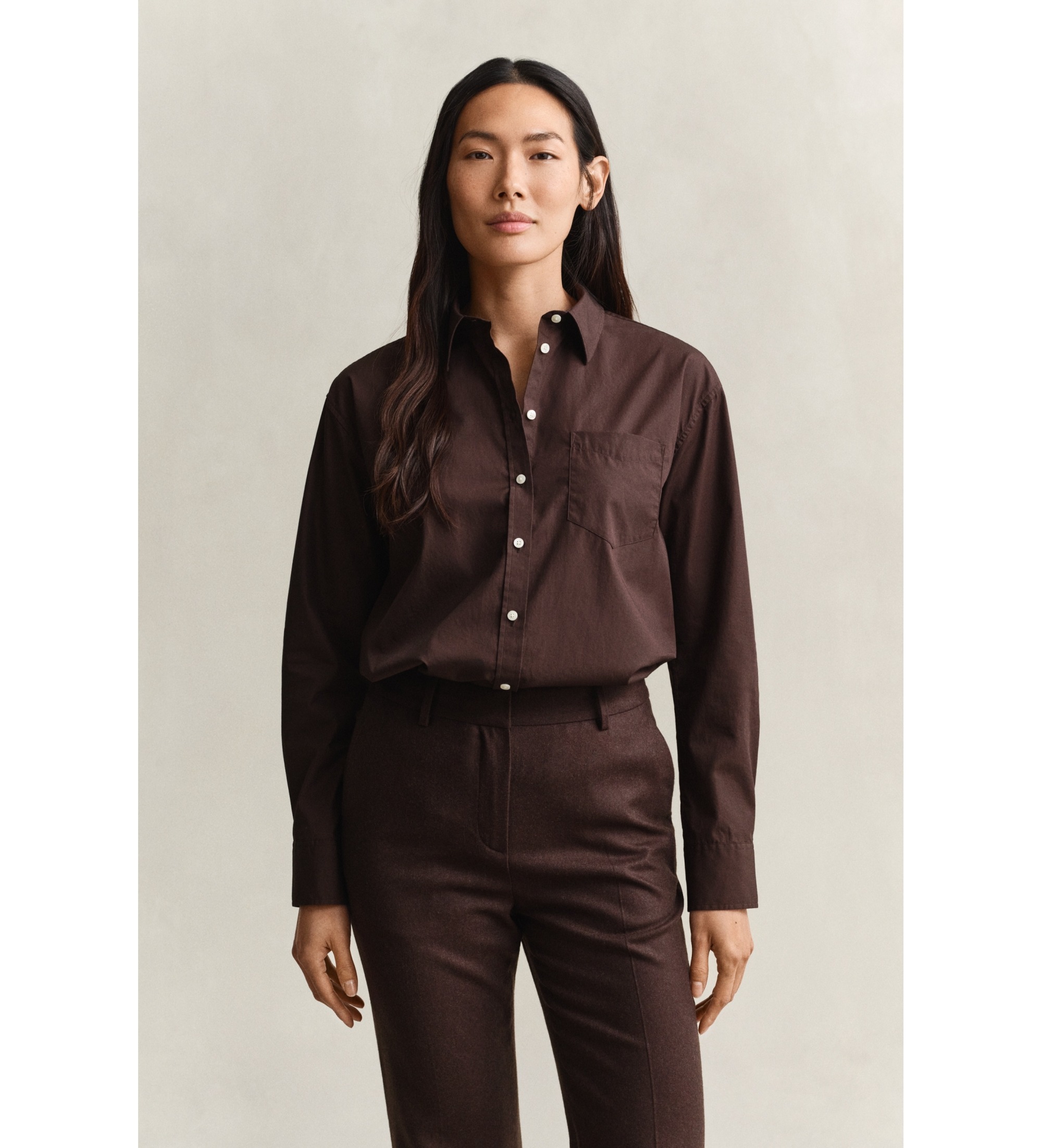 Gant für Damen. 4300212 Klassisches Popeline-Hemd Relaxed Fit braun (42), Lässig, Baumwolle, Langarm