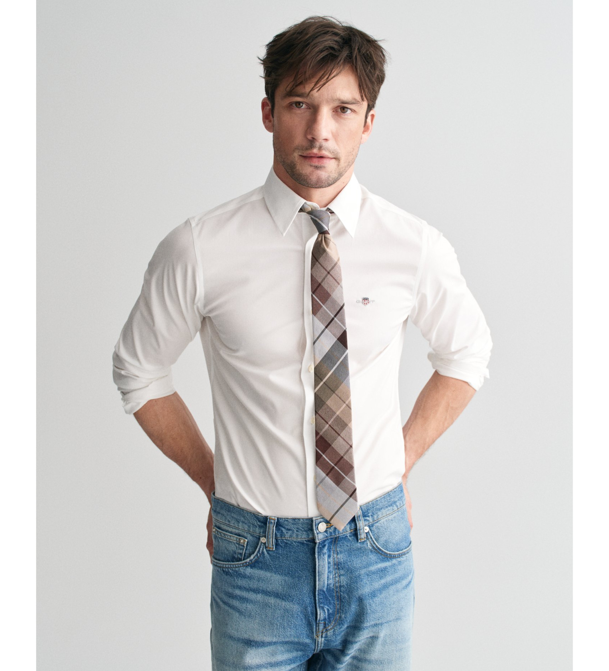 Gant für Herren. 3240171 Slim Fit Popeline Stretch Popeline Hemd weiß (XXL), Lässig, Baumwolle, Langarm