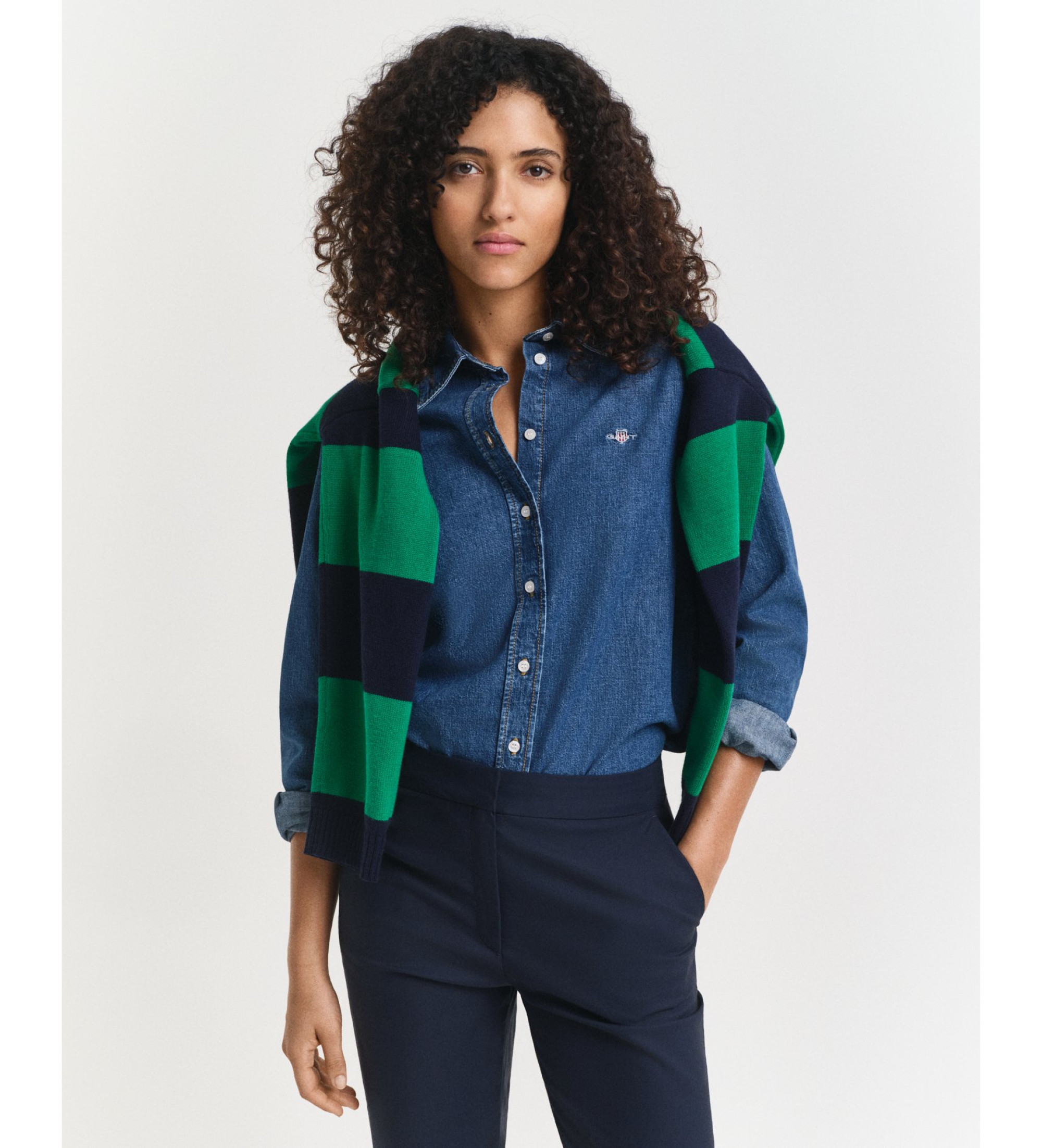 Gant für Damen. 4300381 Blaues Regular Fit Hemd (44), Lässig, Baumwolle, Langarm