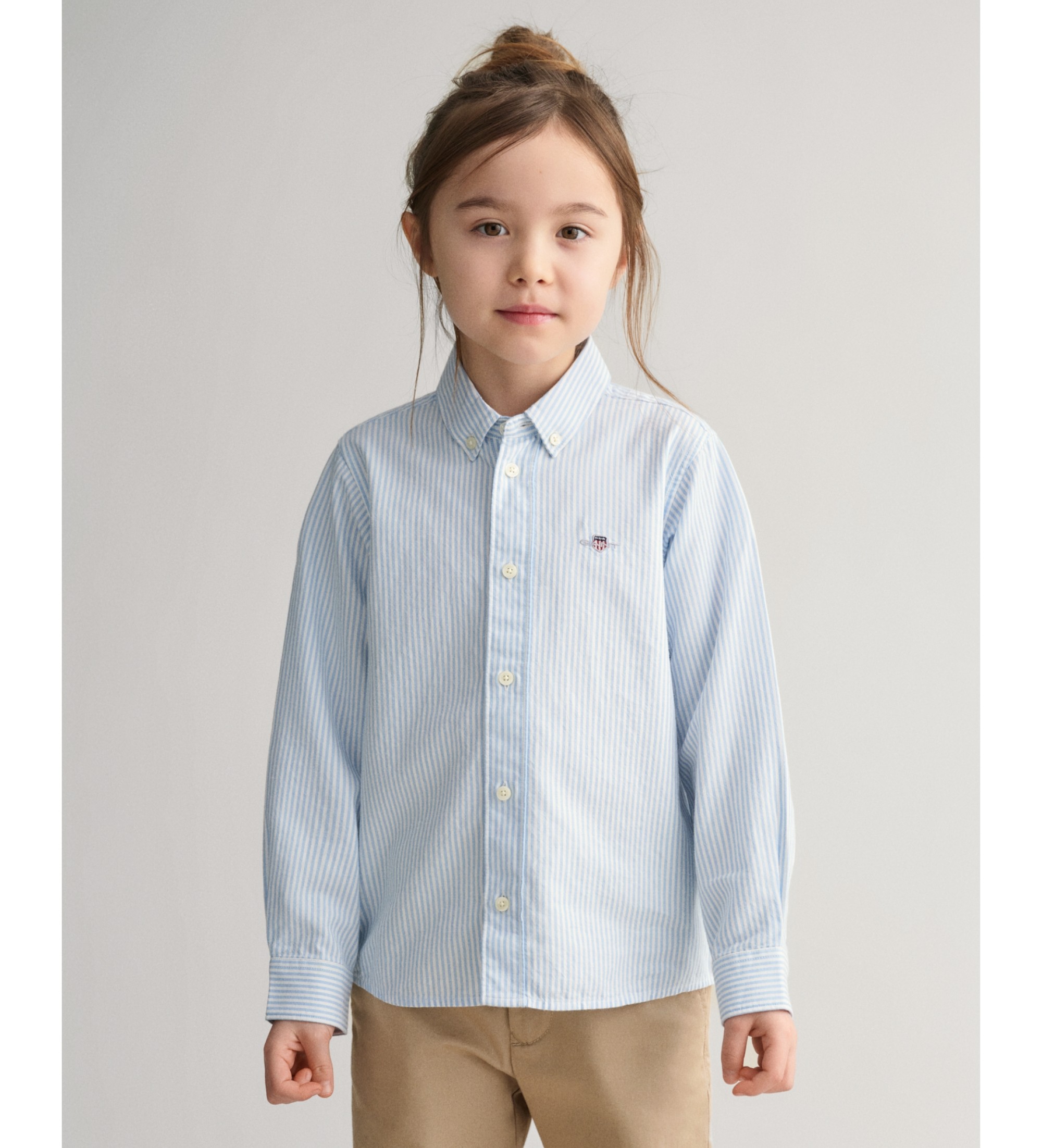 Gant für Mädchen. 830428 Shield Gestreiftes Oxford Hemd blau (3/4años= 98/104cm), Lässig, Langarm, Bio-Baumwolle, Nachhaltig, Kinderbekleidu