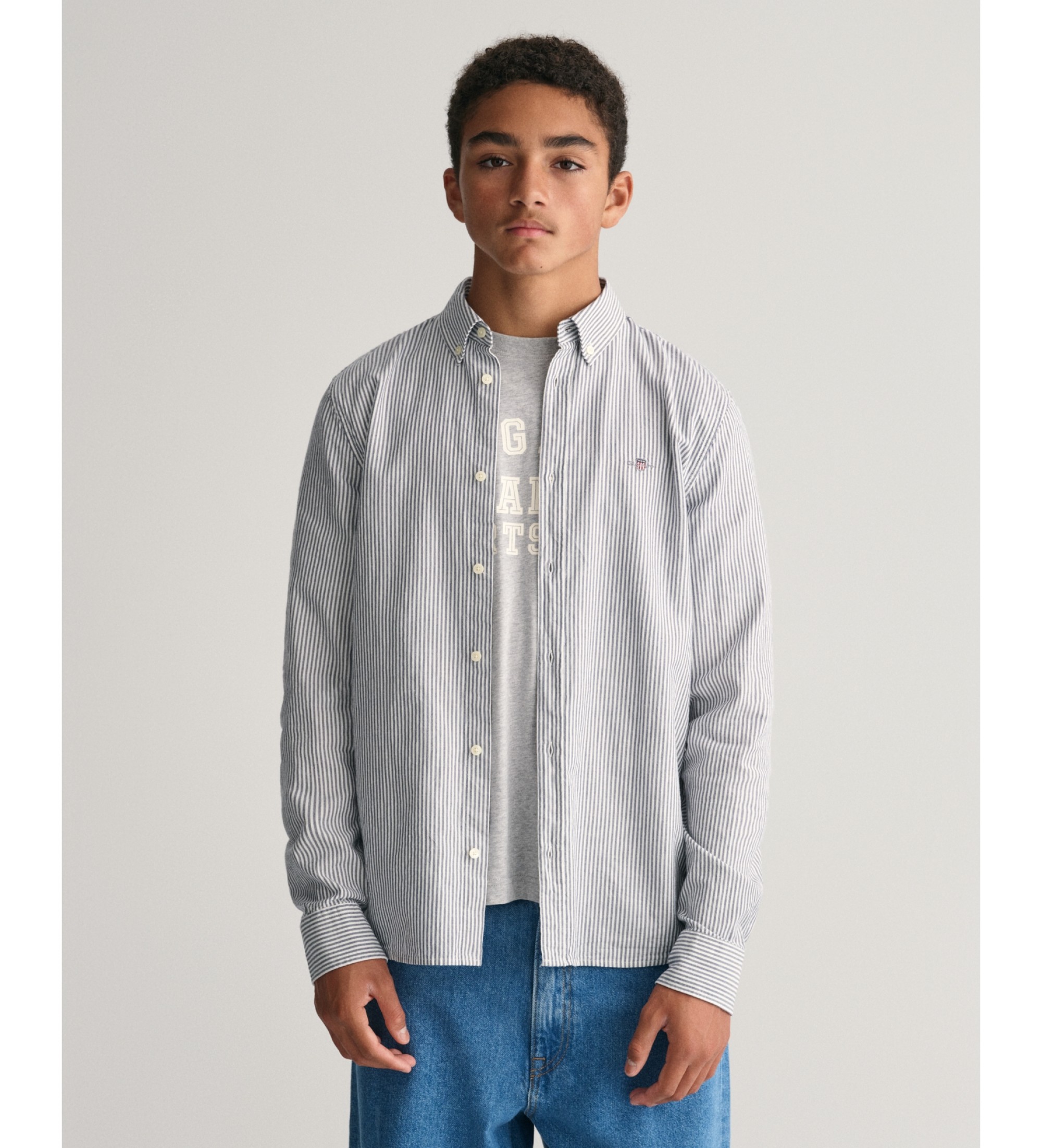 Gant Unisex für Kinder. 930478 Blau gestreiftes Oxford-Hemd (9/10años= 134/140cm), Lässig, Baumwolle, Langarm, Kinderbekleidung