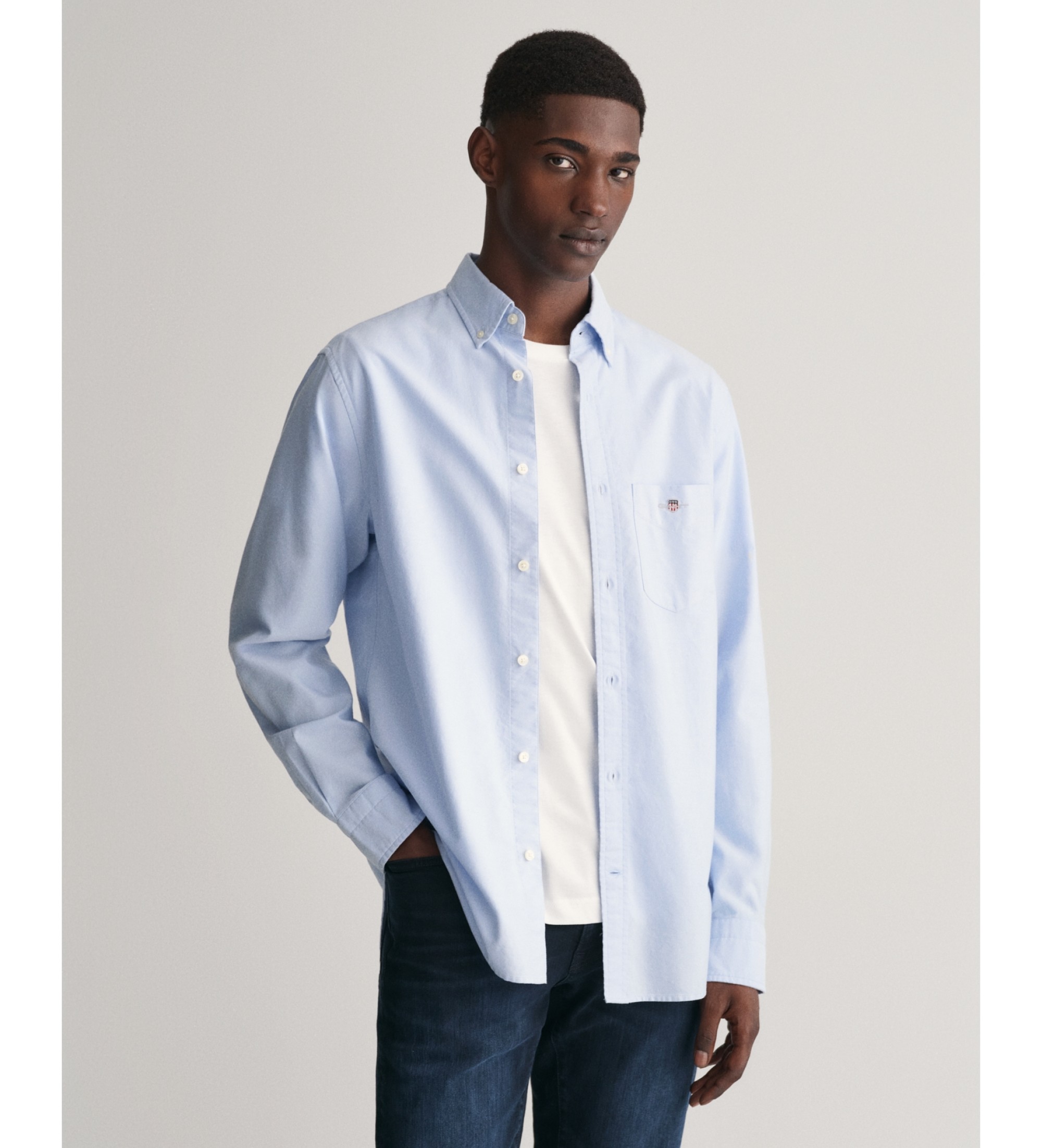 Gant für Herren. 3000200 Regular Fit Oxford Hemd blau (L), Lässig, Baumwolle, Klassisch, Langarm